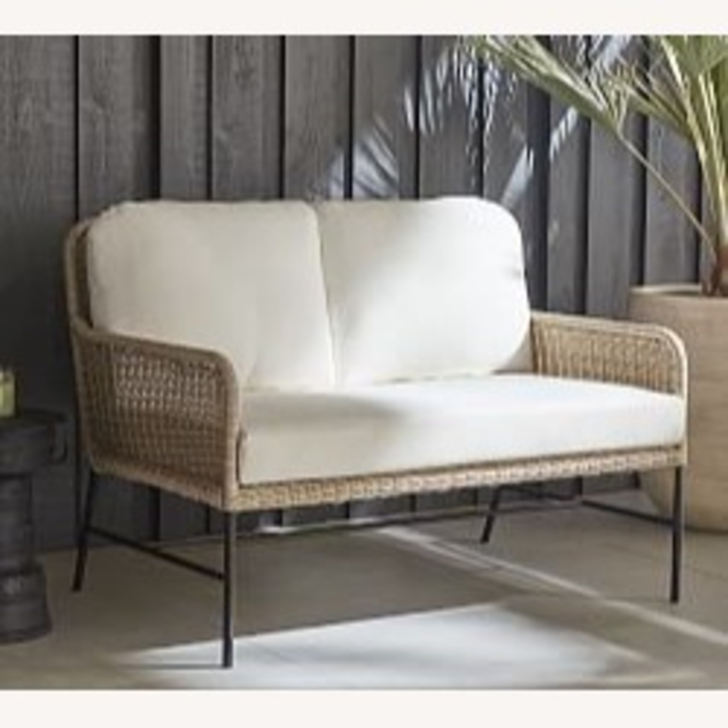 Pottery Barn Tulum Wicker Outdoor Loveseat Set - image-5