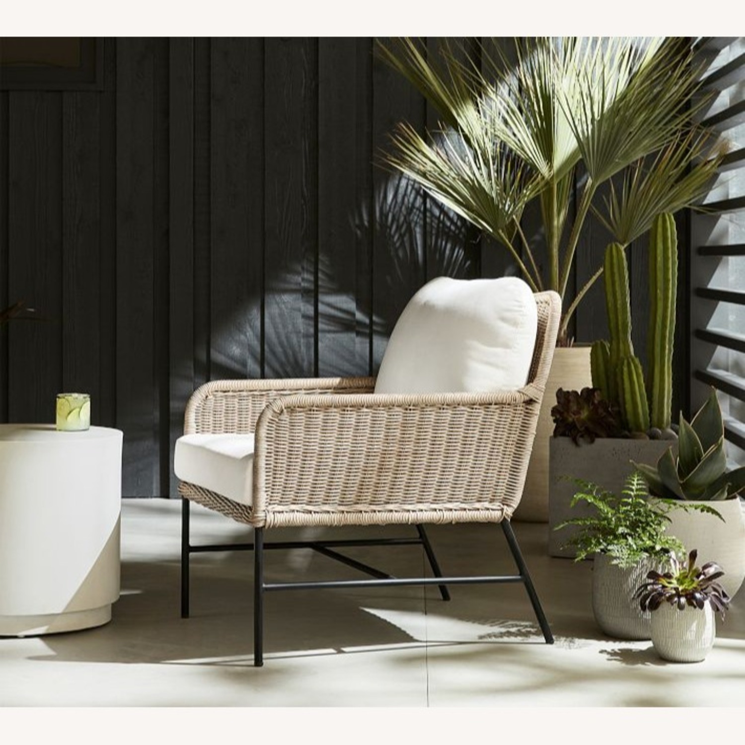 Pottery Barn Tulum Wicker Outdoor Loveseat Set - image-8