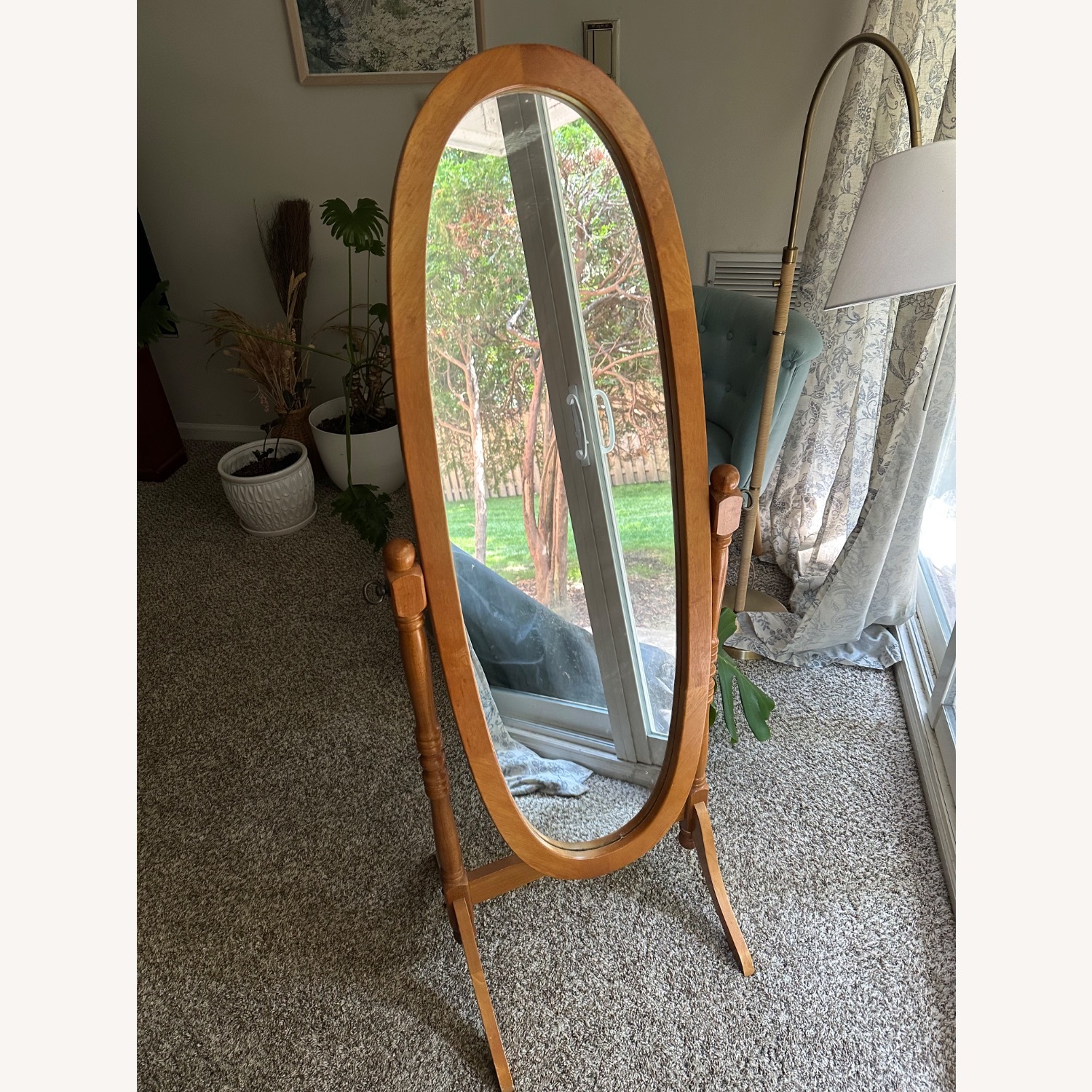 Vintage Wood Cheval Mirror - image-1