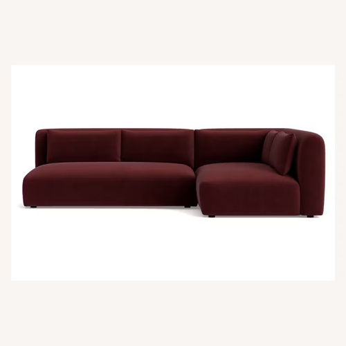 Used Joybird Red Velvet Carin Sectional  for sale on AptDeco
