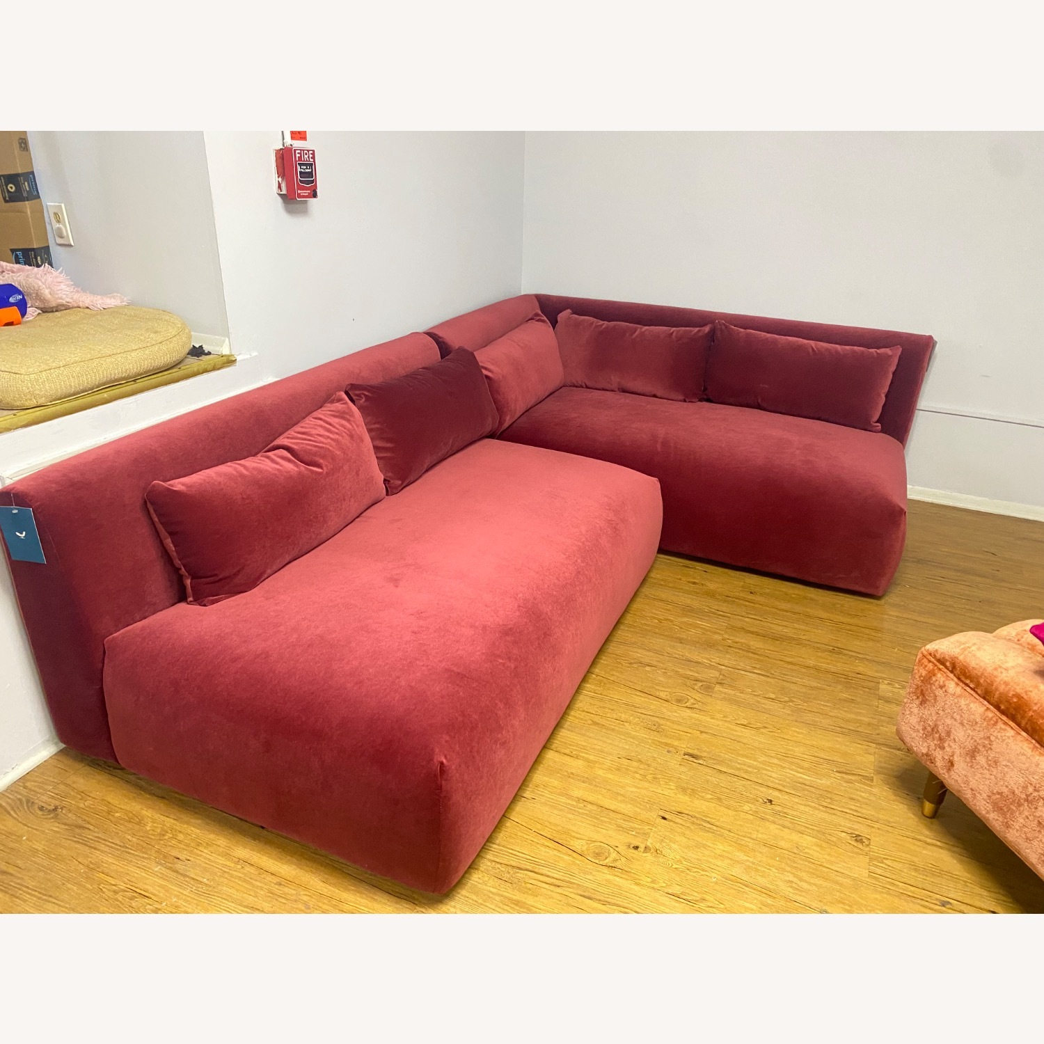 Joybird Red Velvet Carin Sectional  - image-3