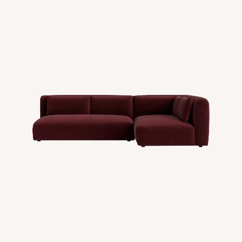 Used Joybird Red Velvet Carin Sectional  for sale on AptDeco