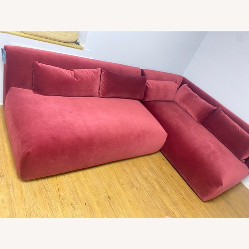 Used Joybird Red Velvet Carin Sectional  for sale on AptDeco