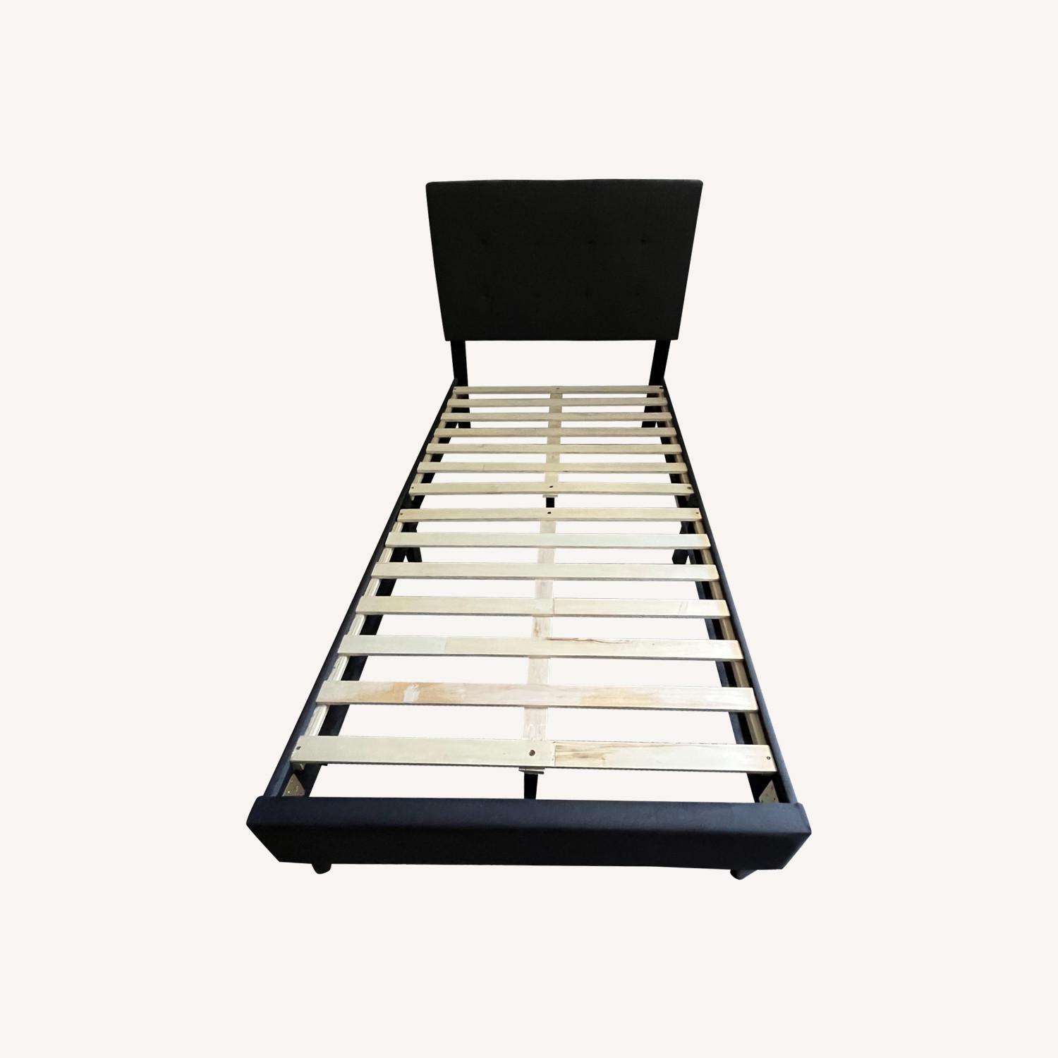 Twin-sized Bed Frame W Gray Headboard - image-0