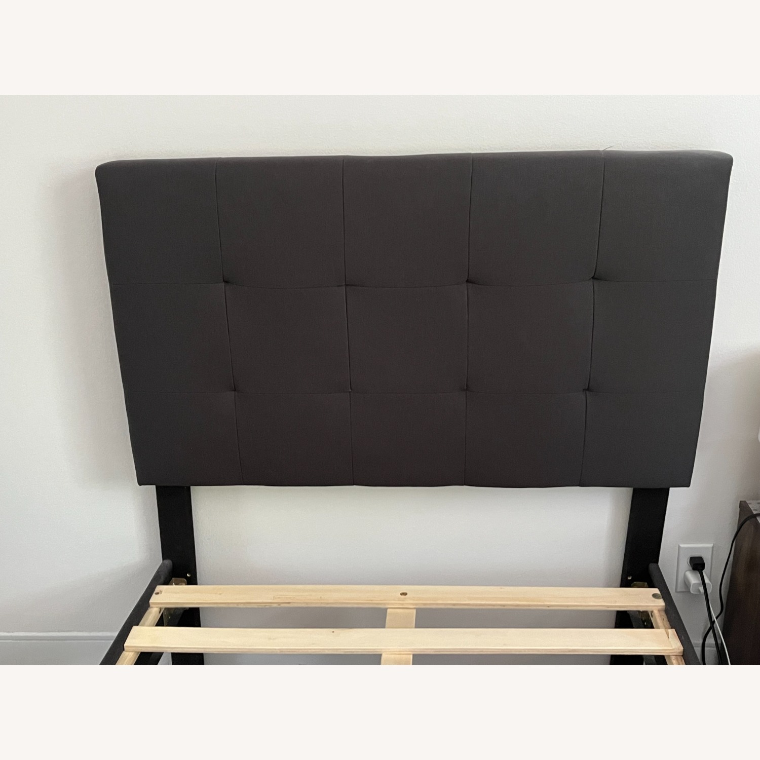 Twin-sized Bed Frame W Gray Headboard - image-4