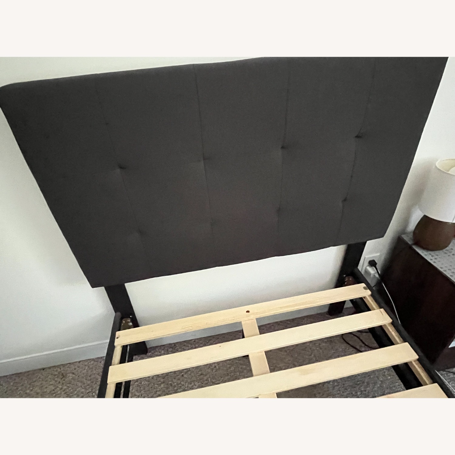 Twin-sized Bed Frame W Gray Headboard - image-2