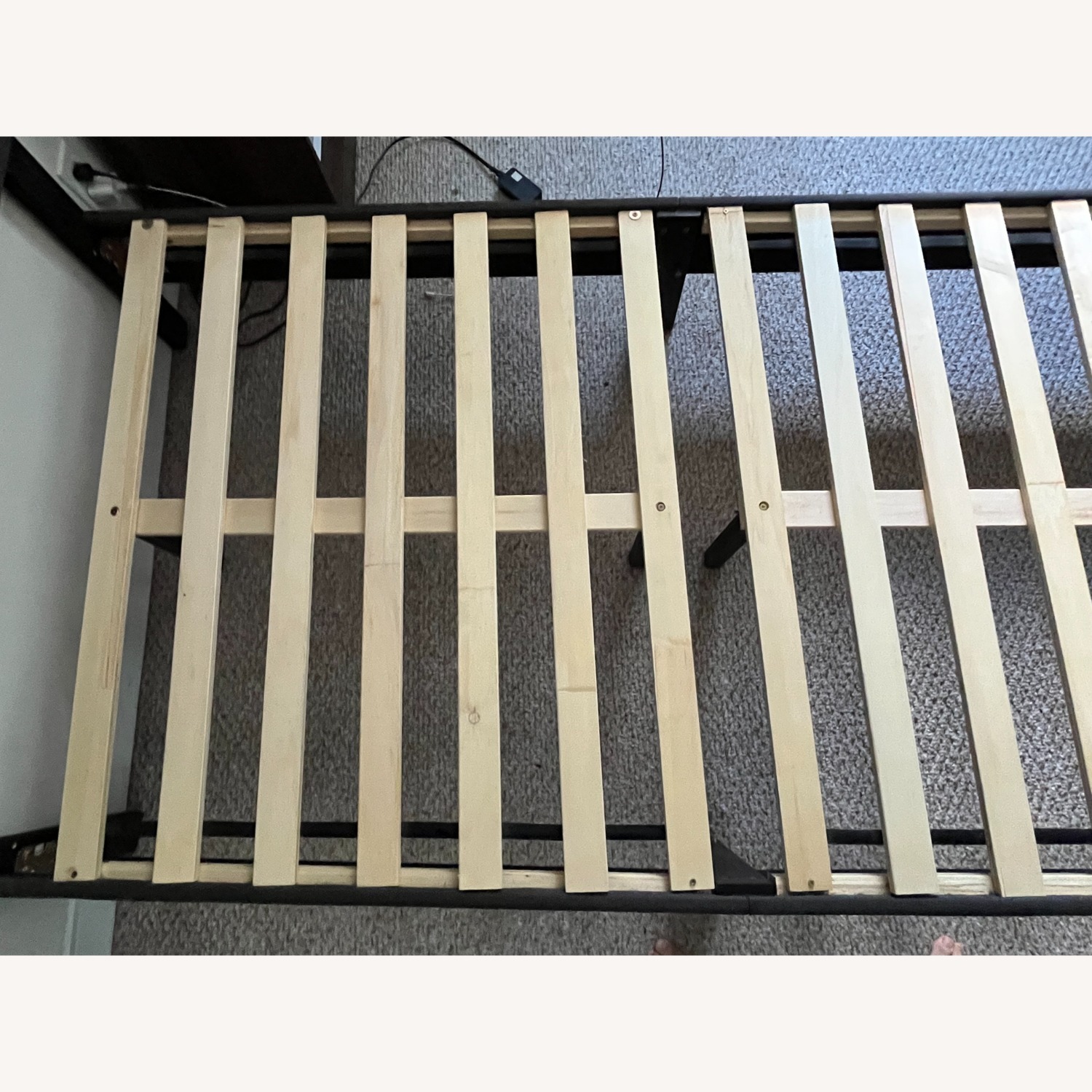 Twin-sized Bed Frame W Gray Headboard - image-3