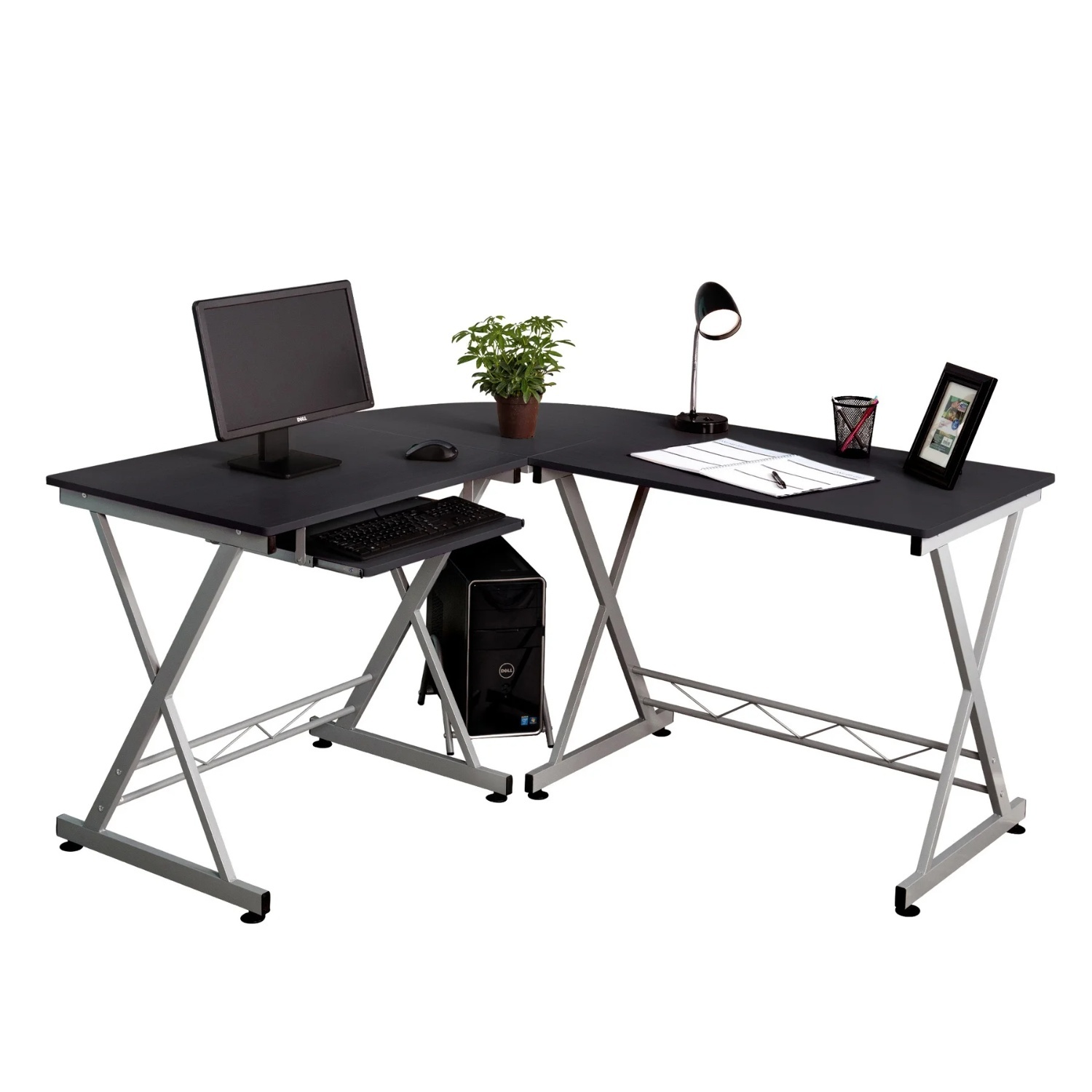 L-shaped Desk Table W Pull-Out Keyboard Tray - image-5