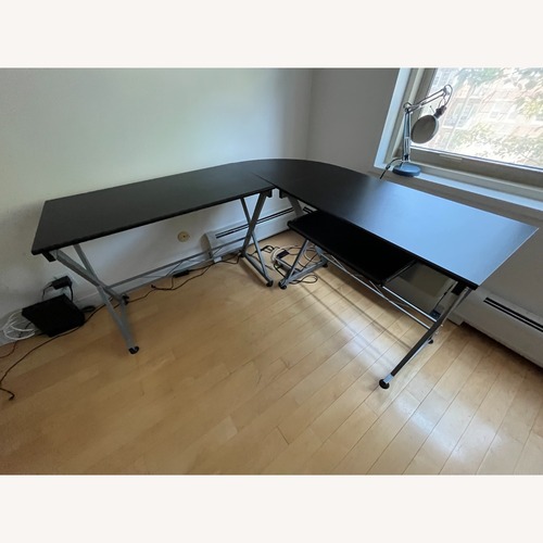 Used  L-shaped Desk Table W Pull-Out Keyboard Tray for sale on AptDeco