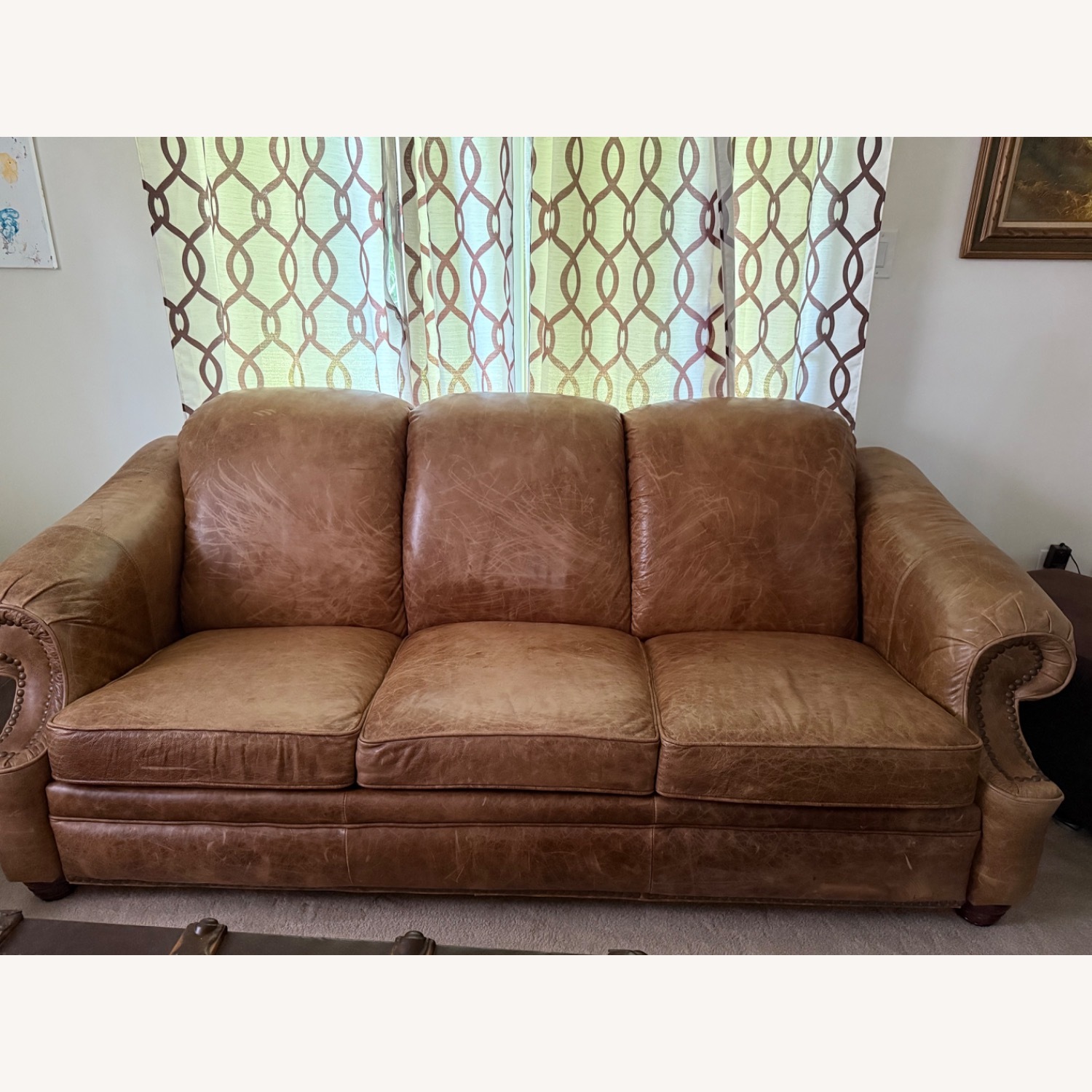 Leather Couch with Queen Mattress - image-2