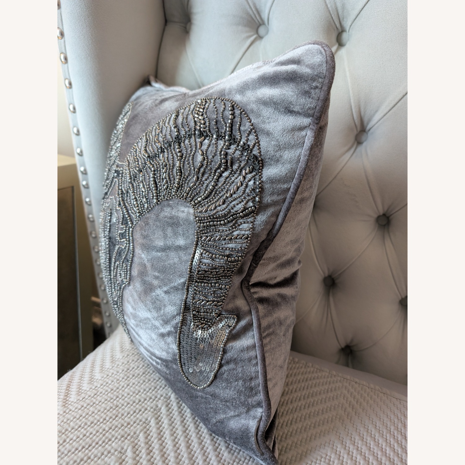 Z Gallerie Beaded Ram Skull Pillow Set - image-2