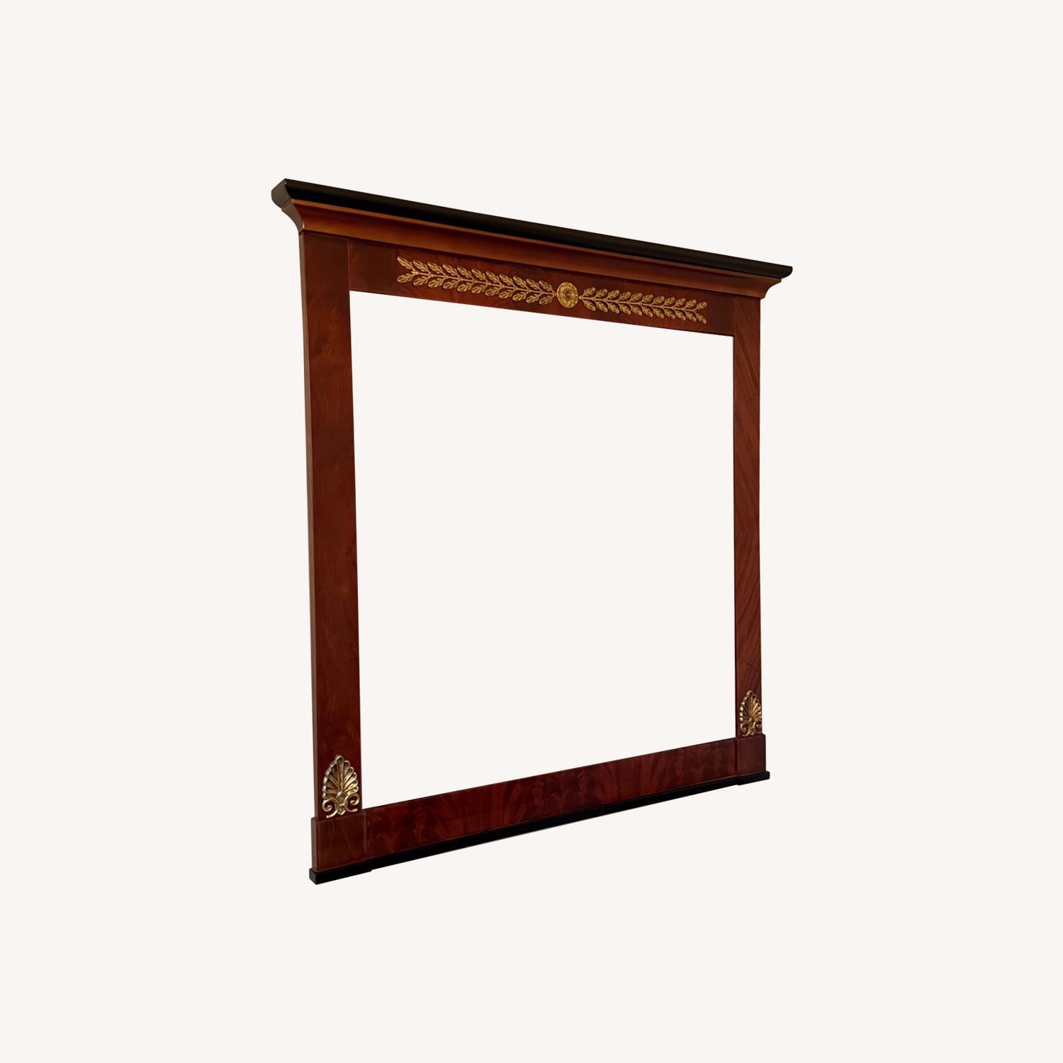 Mirror with Brown Wood and Black and Gold Accents - image-0