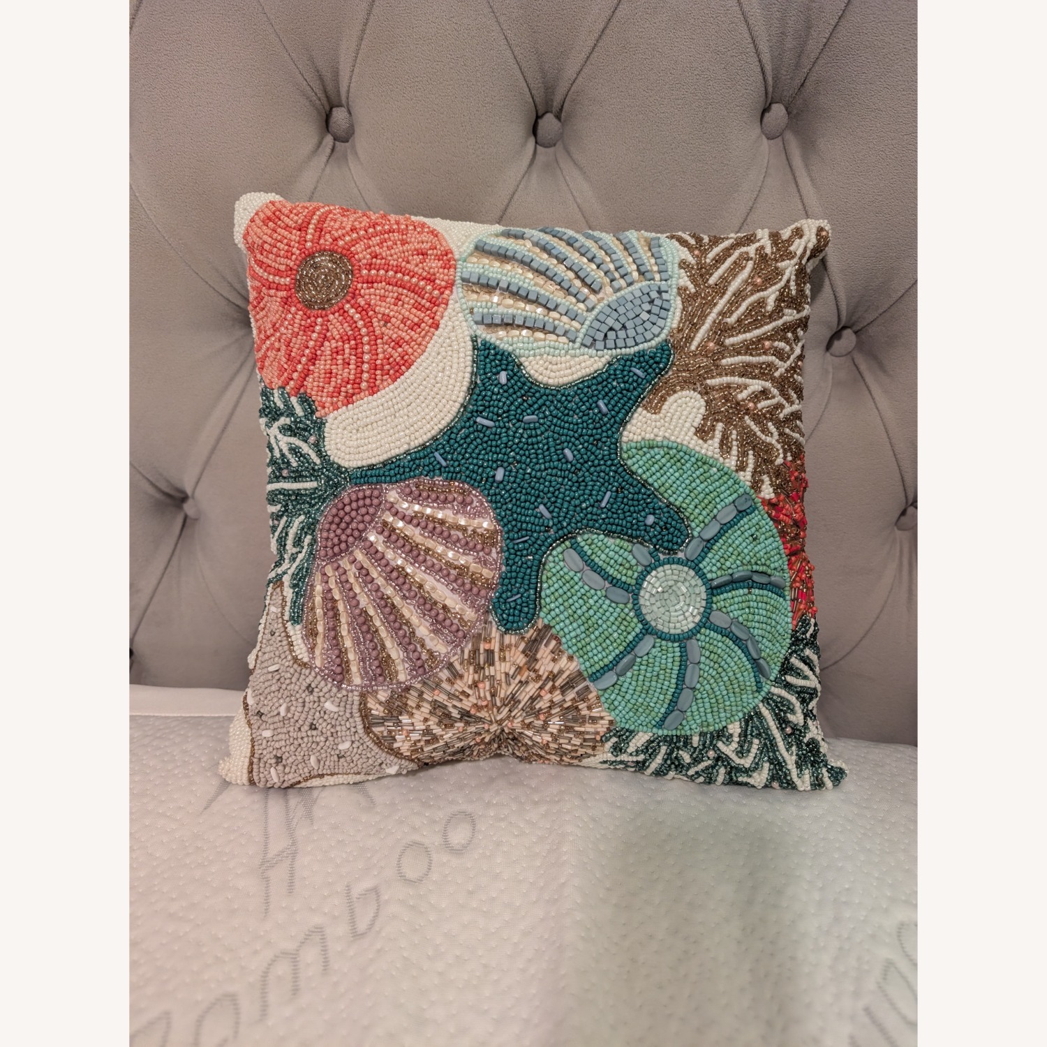 Pier 1 Nautical Beaded Pillow  - image-3