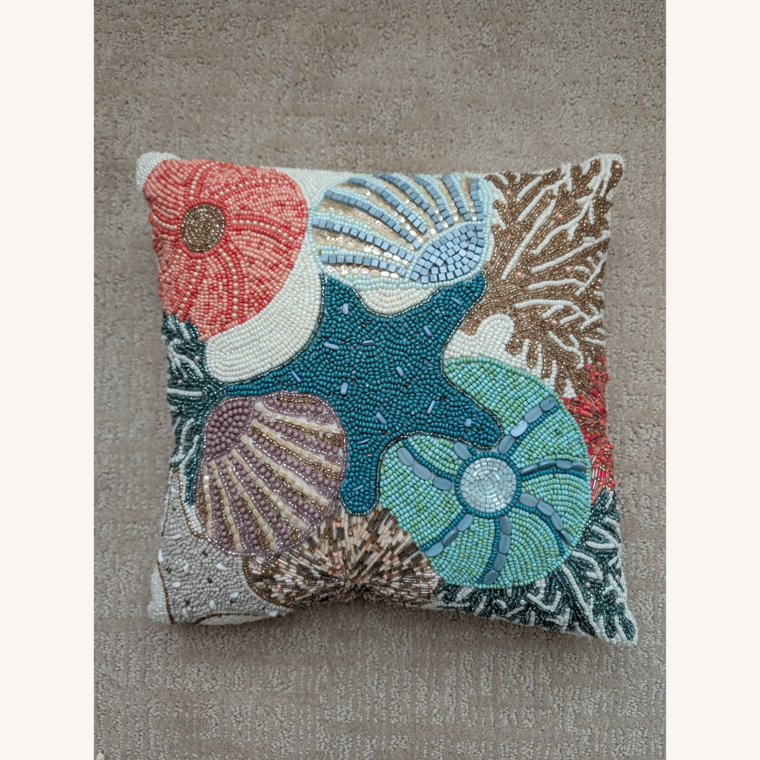 Pier 1 Nautical Beaded Pillow  - image-1
