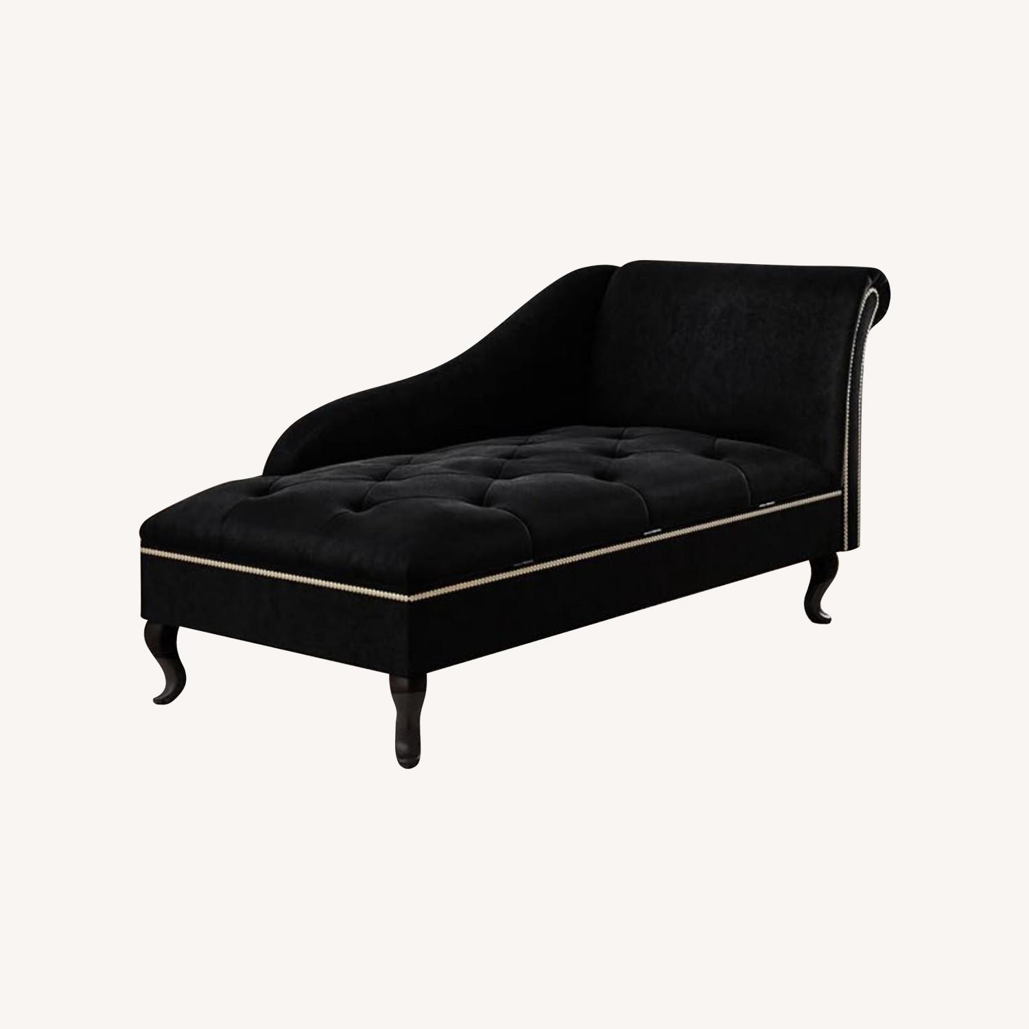 Velvet Chaise Lounge with Storage - image-0