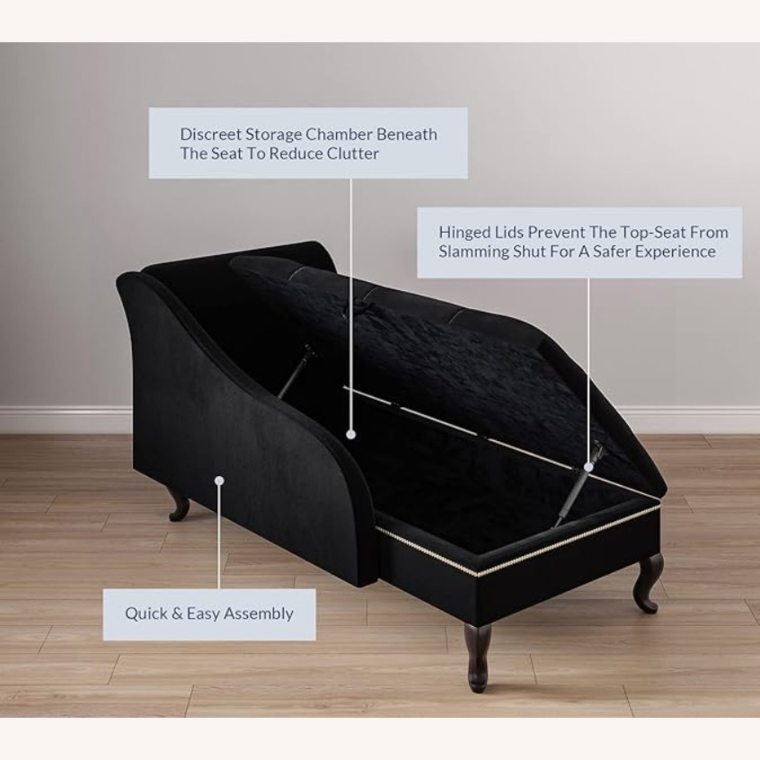 Velvet Chaise Lounge with Storage - image-4