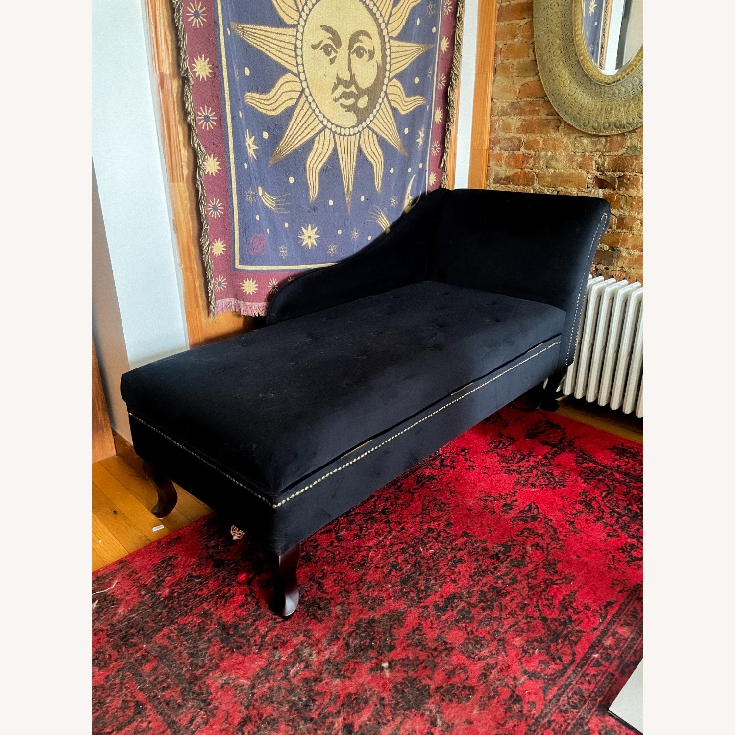 Velvet Chaise Lounge with Storage - image-1