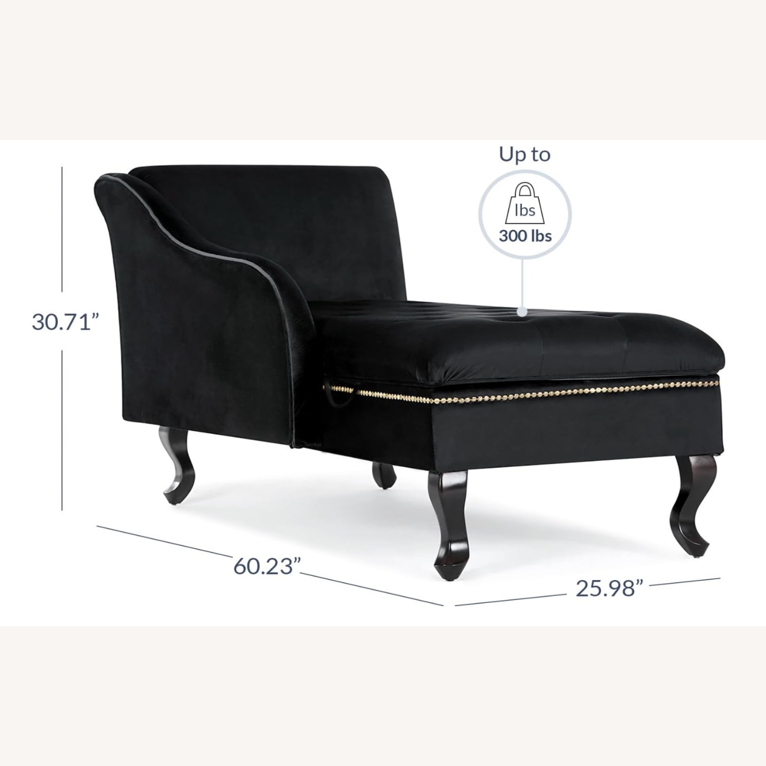 Velvet Chaise Lounge with Storage - image-3