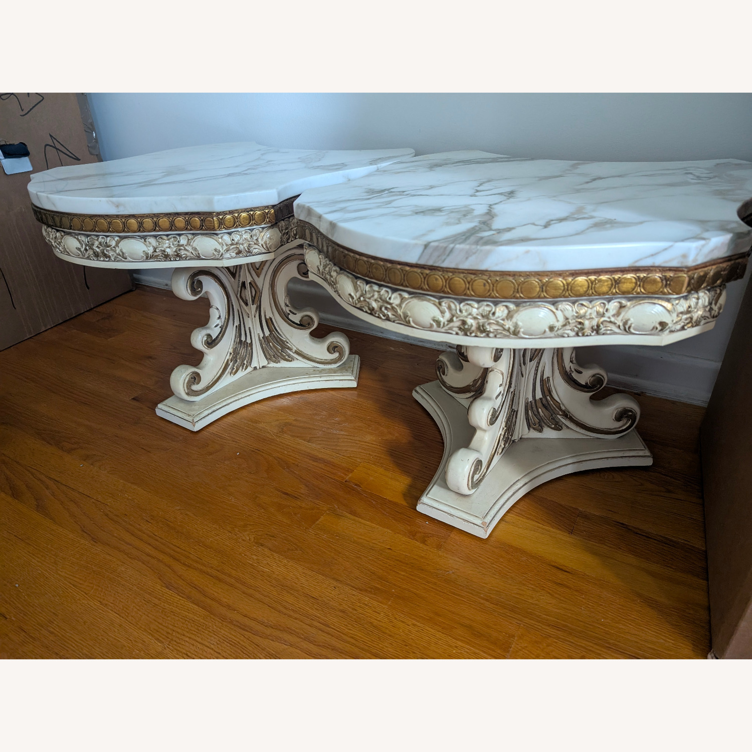Vnitage Matching Marble Side Tables - image-2