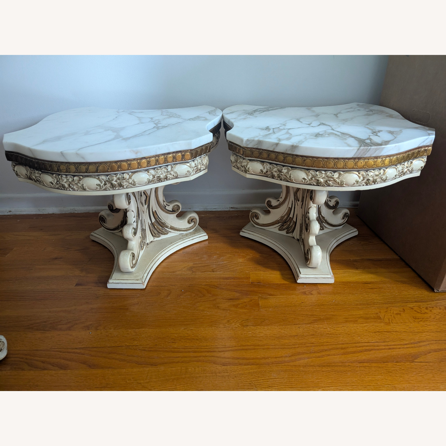 Vnitage Matching Marble Side Tables - image-1