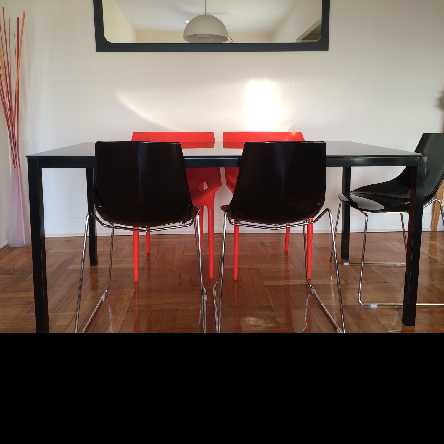 Rectangular Glass Top Dining Table - image-1