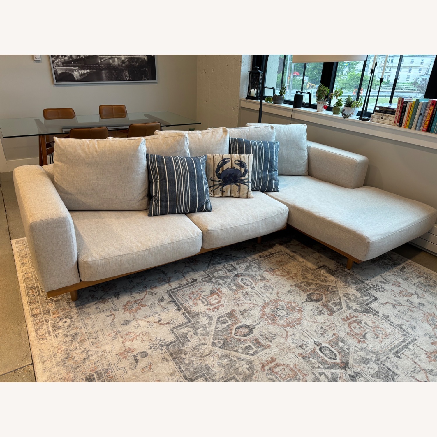 West Elm Newport Chaise White Performance Coastal Linen - image-1