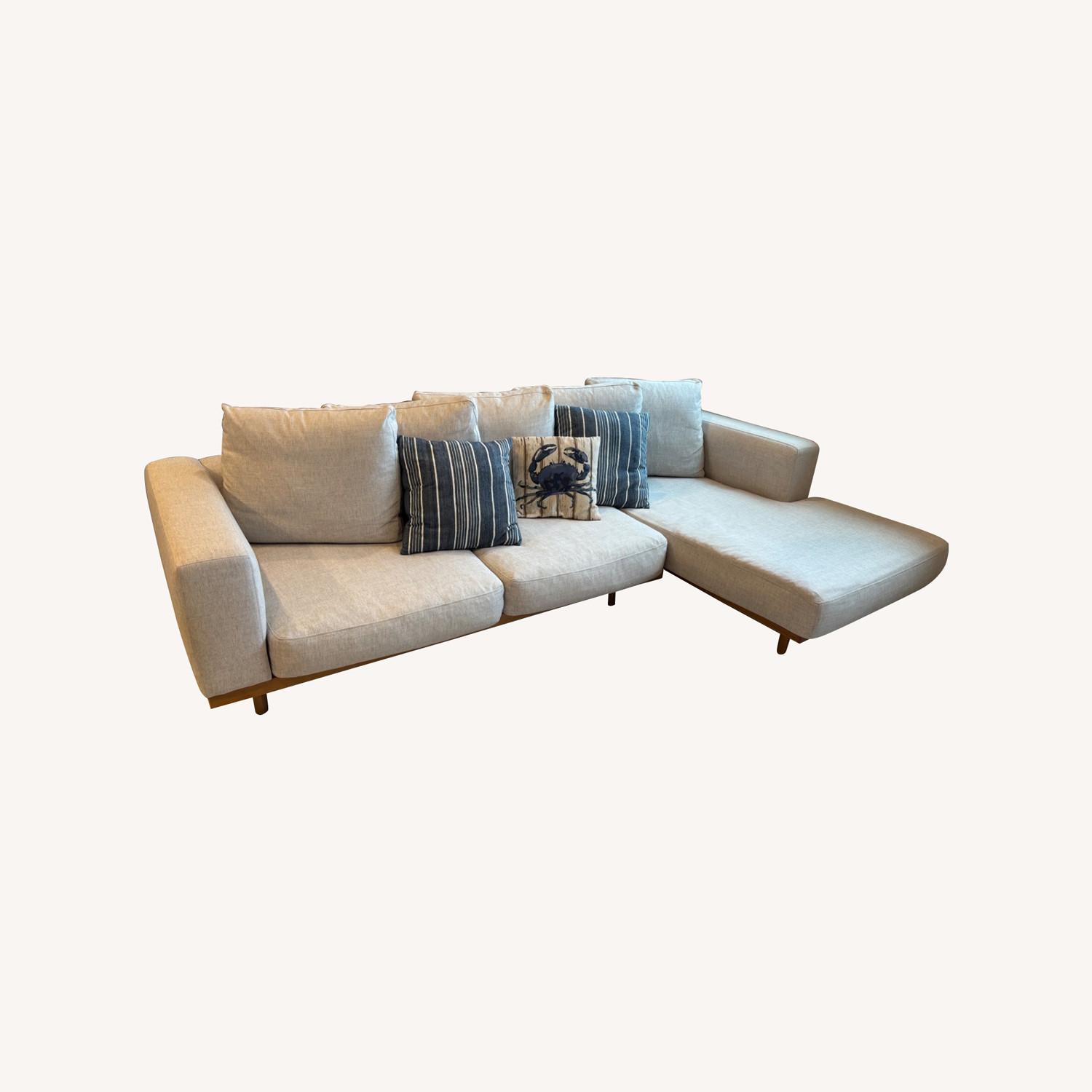 West Elm Newport Chaise White Performance Coastal Linen - image-5