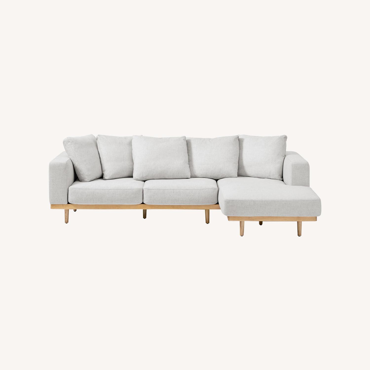 West Elm Newport Chaise White Performance Coastal Linen - image-0