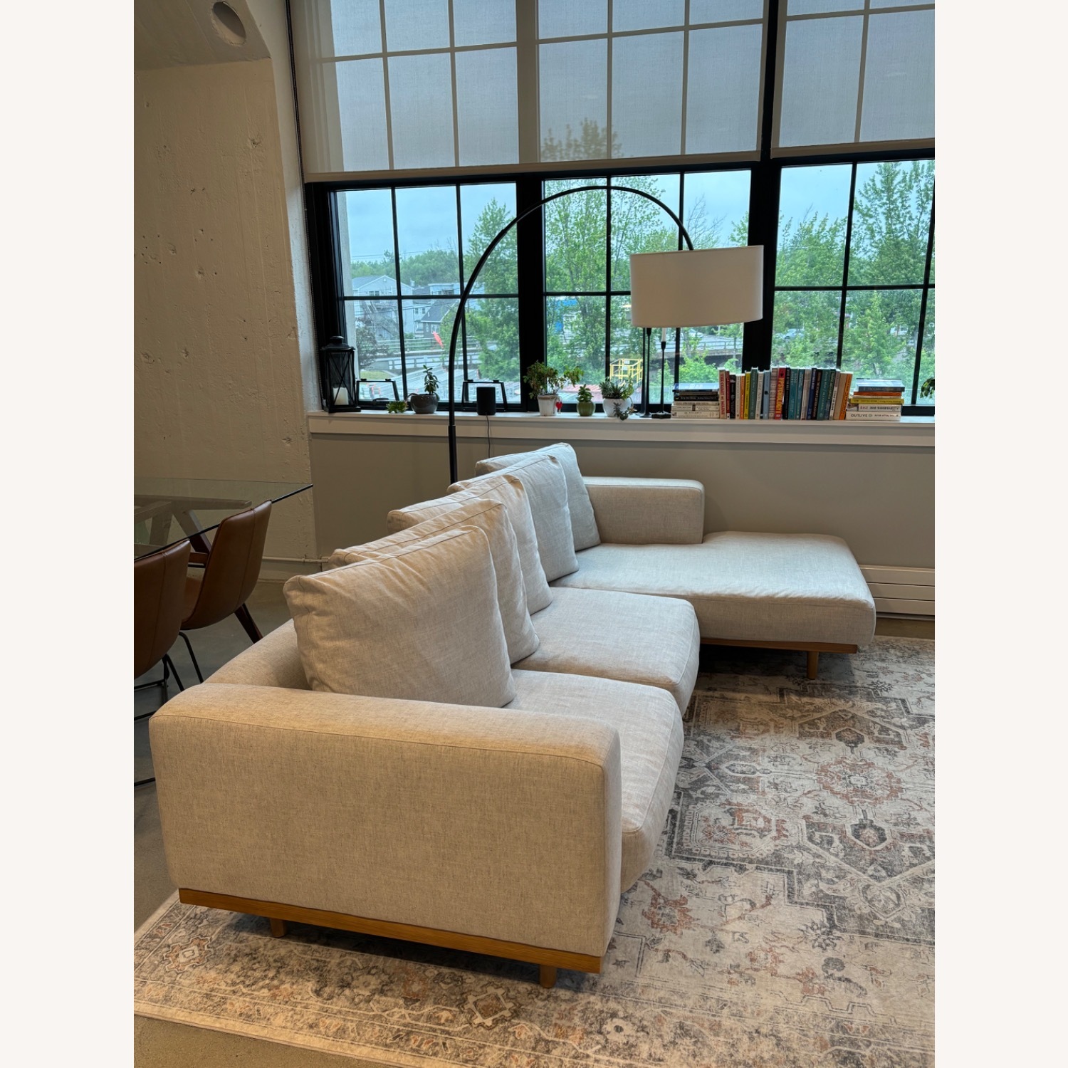 West Elm Newport Chaise White Performance Coastal Linen - image-2