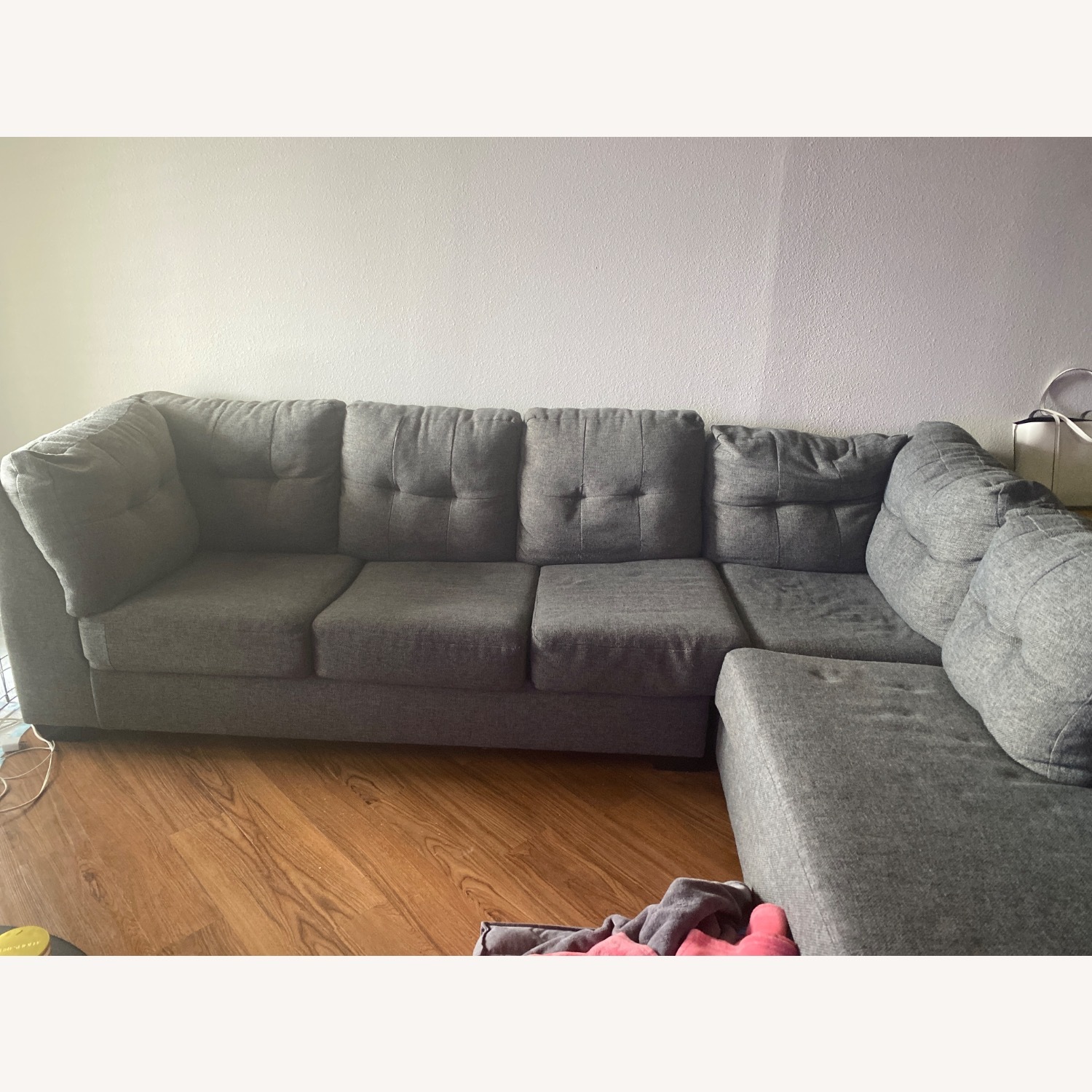 Dark Grey Fabric Sectional - image-0