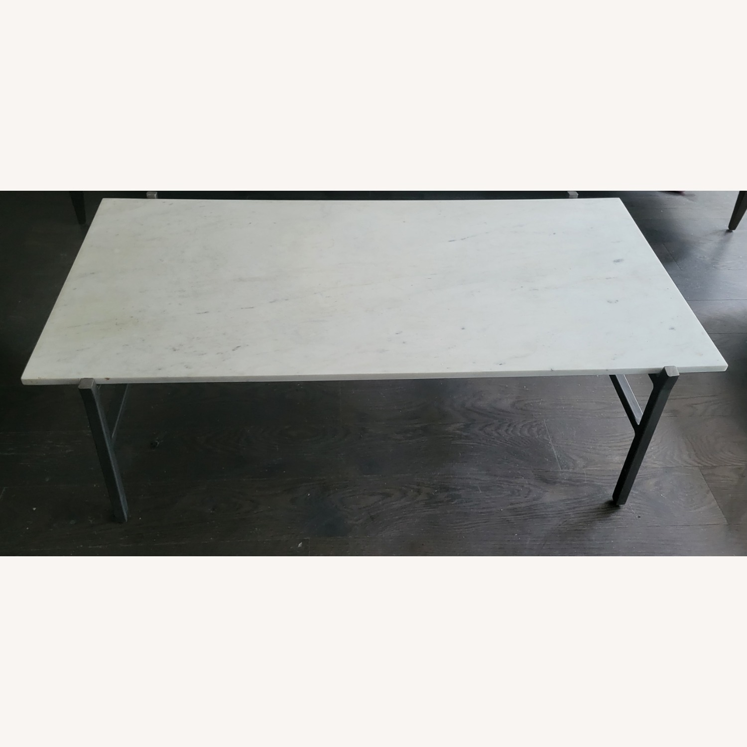 West Elm Marble Top Coffee Table with Steel Frame - image-1