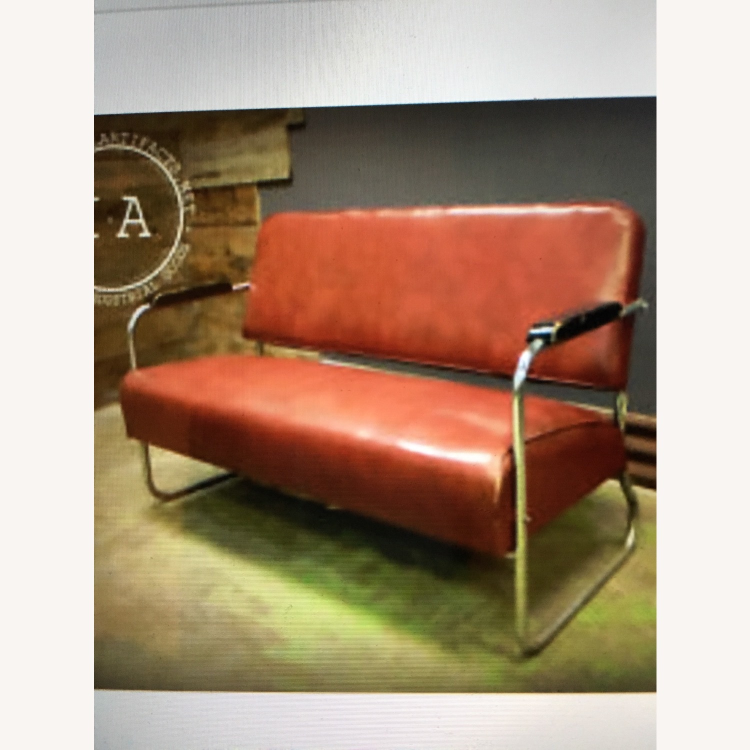 Industrial Deco Chrome Vinyl Bench - image-1