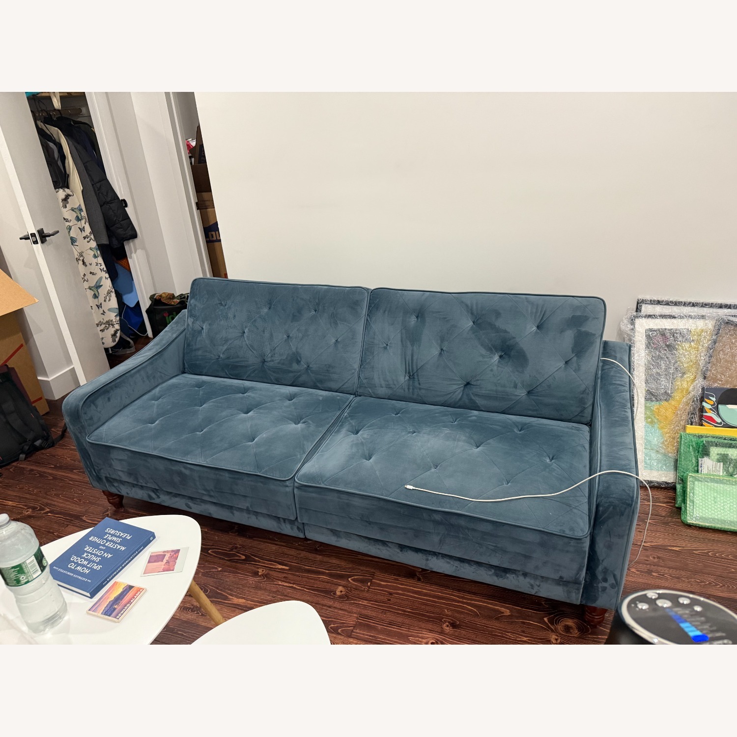 Wayfair Novogratz 81.5" Convertible Sofa Velvet Blue - image-1