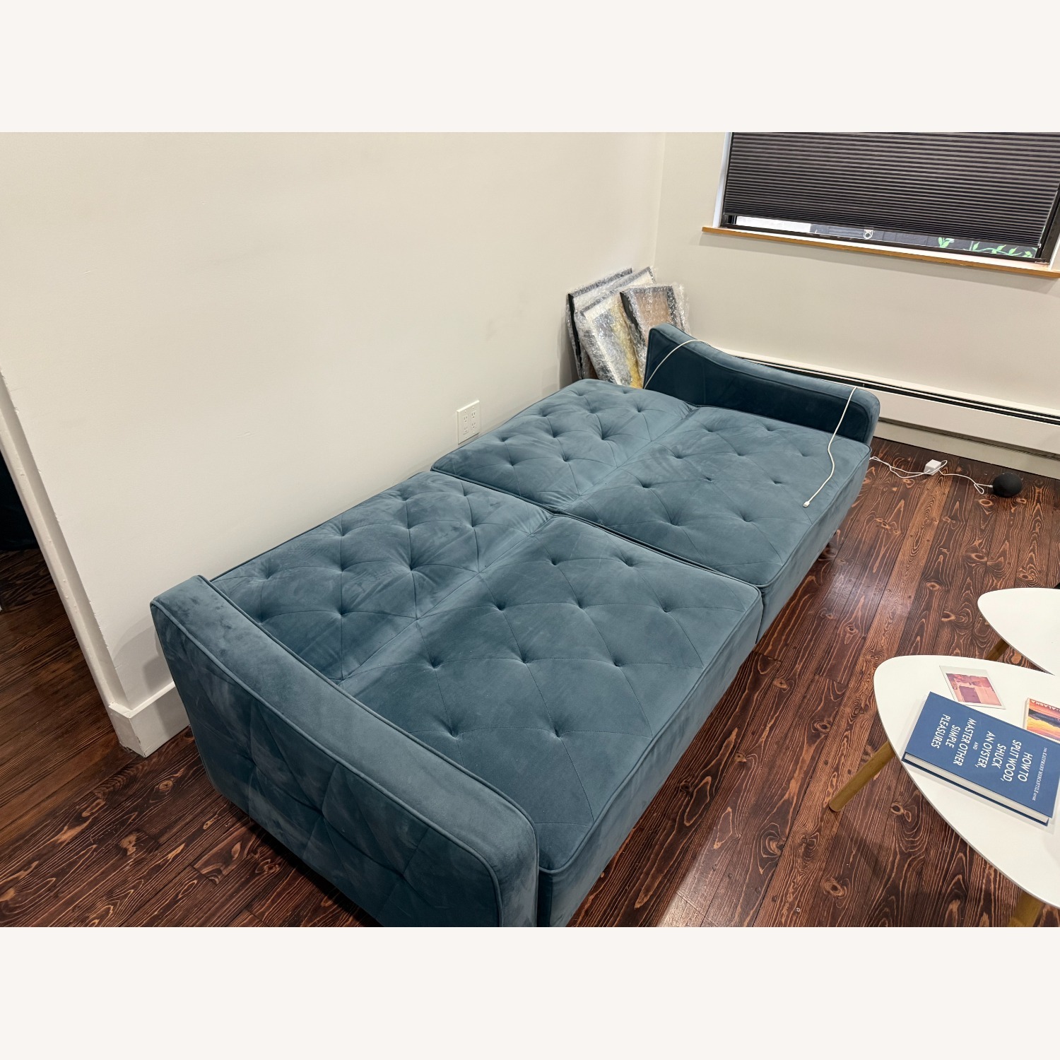 Wayfair Novogratz 81.5" Convertible Sofa Velvet Blue - image-5