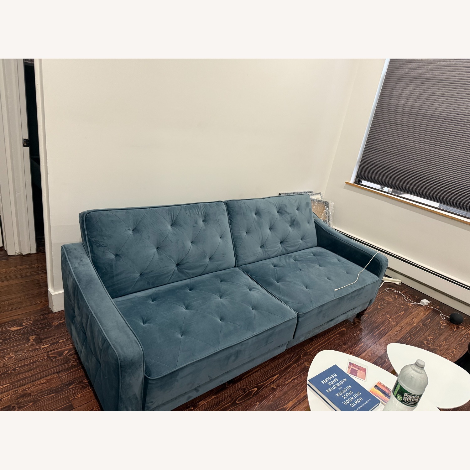 Wayfair Novogratz 81.5" Convertible Sofa Velvet Blue - image-2