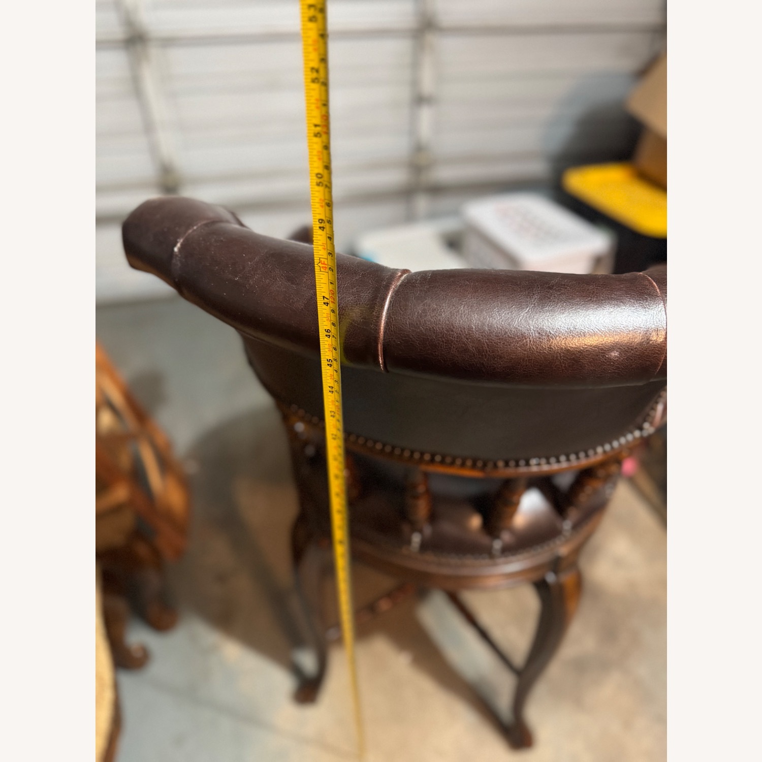 Vintage Swivel Leather Bar Stool - image-3