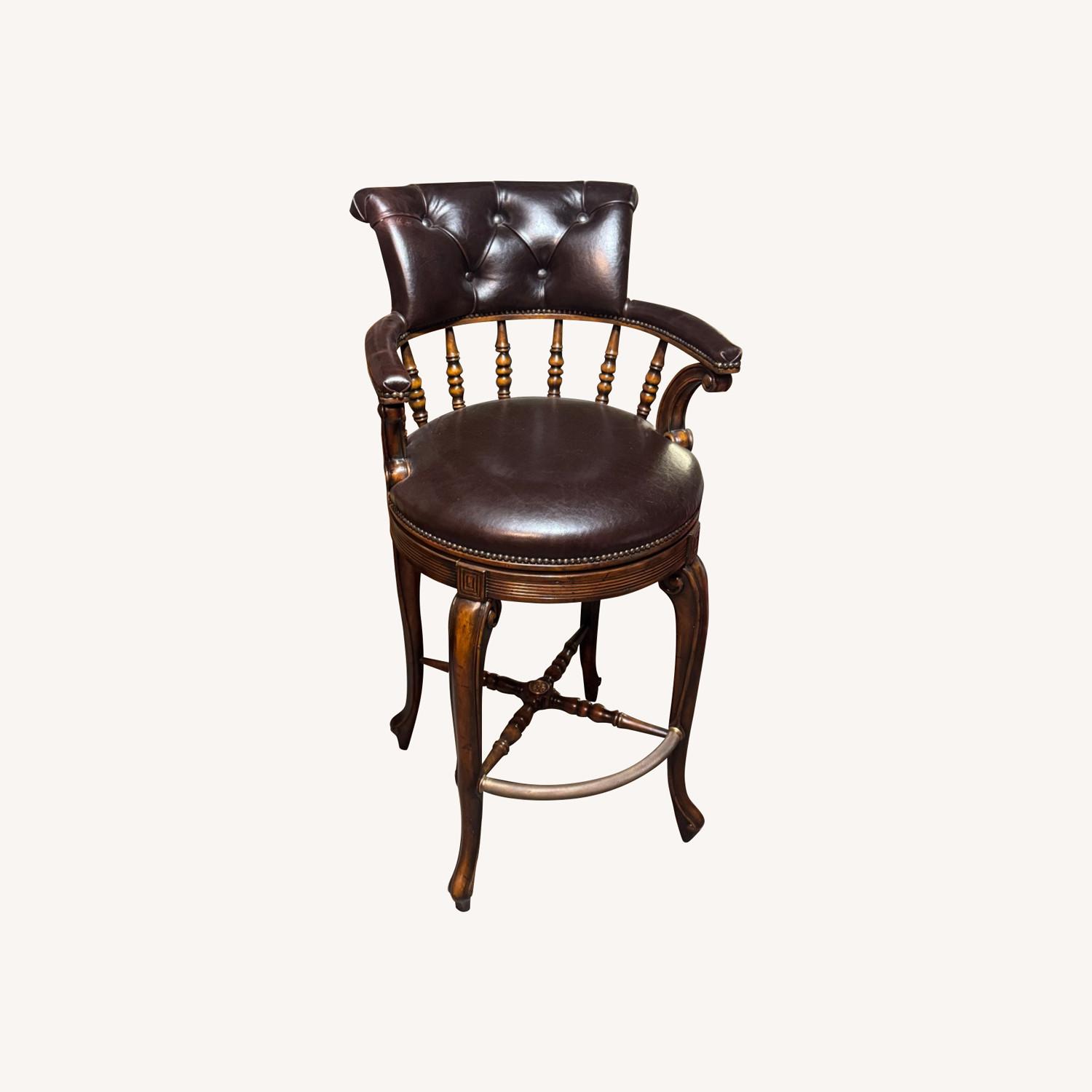 Vintage Swivel Leather Bar Stool - image-0