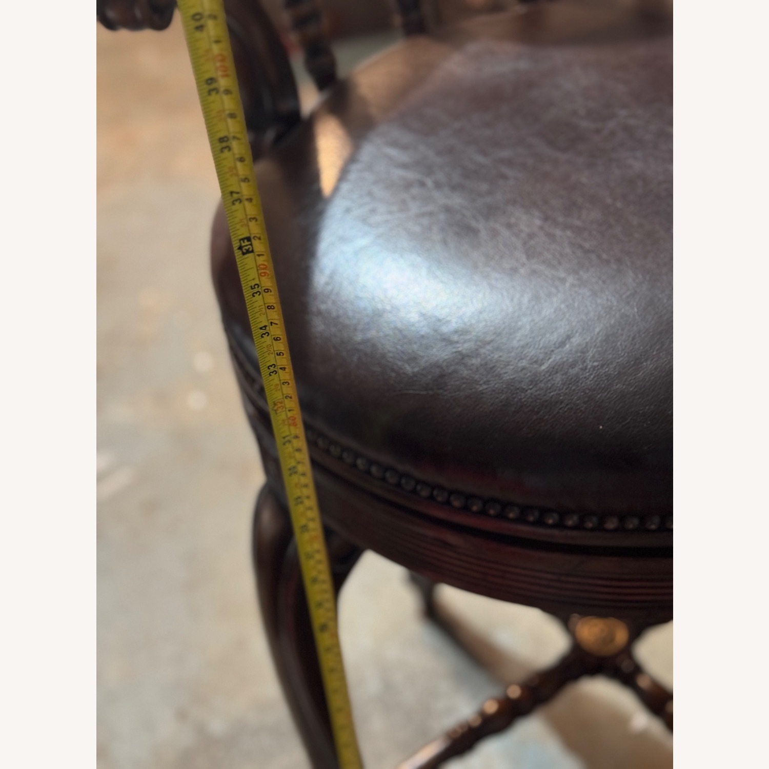 Vintage Swivel Leather Bar Stool - image-4