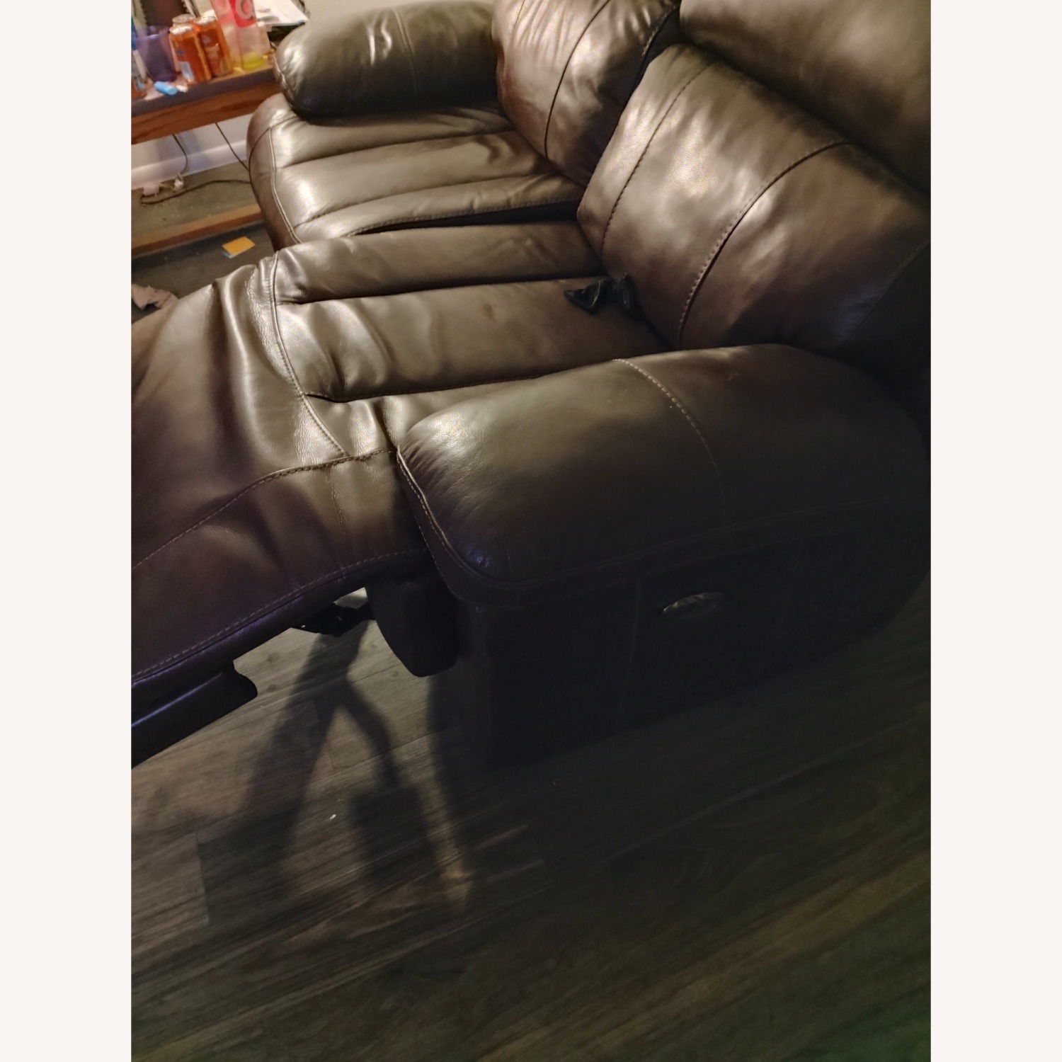 Recliner Brown Faux Leather Sofa  - image-2