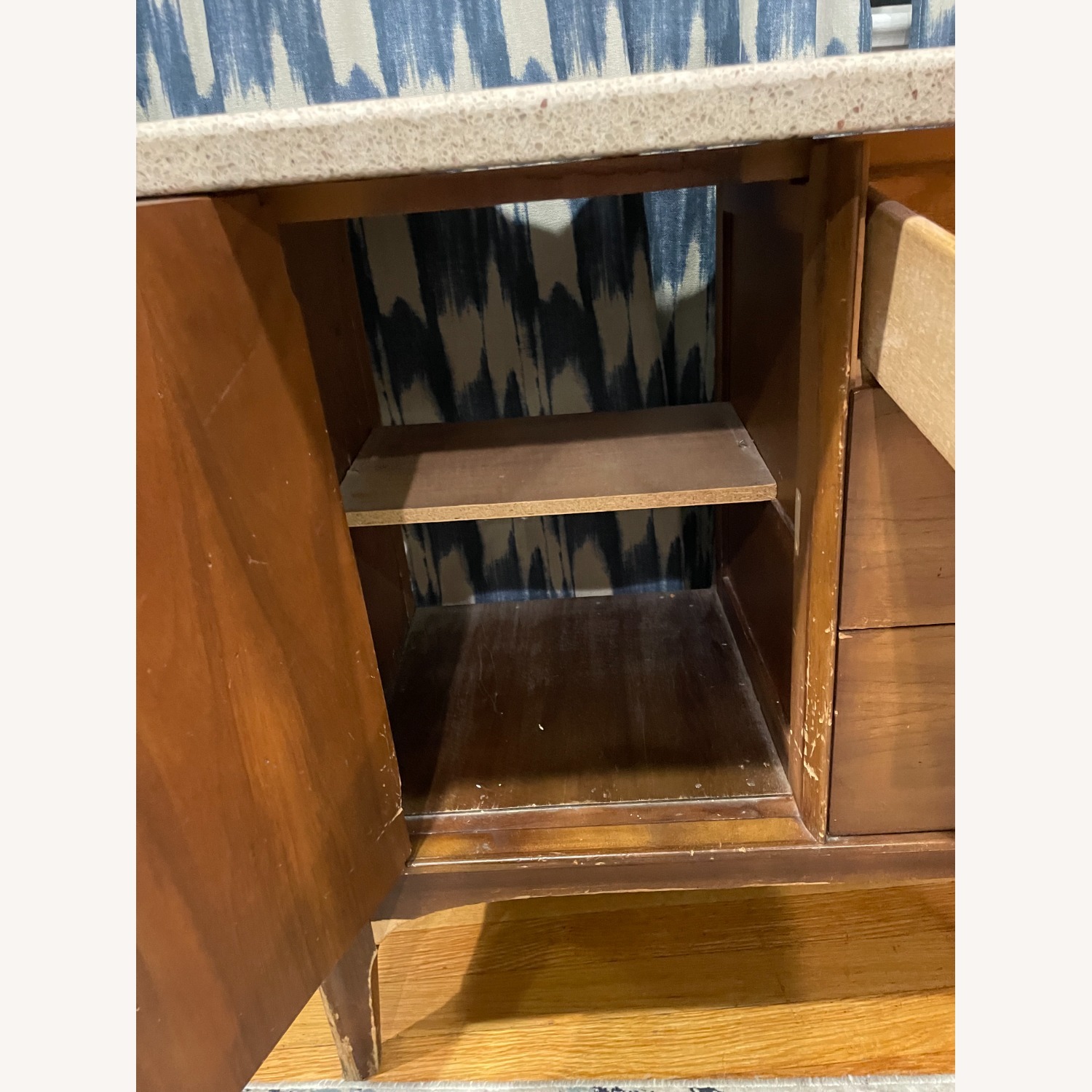 Mid Century Modern Wood Console with Granite Top - image-5