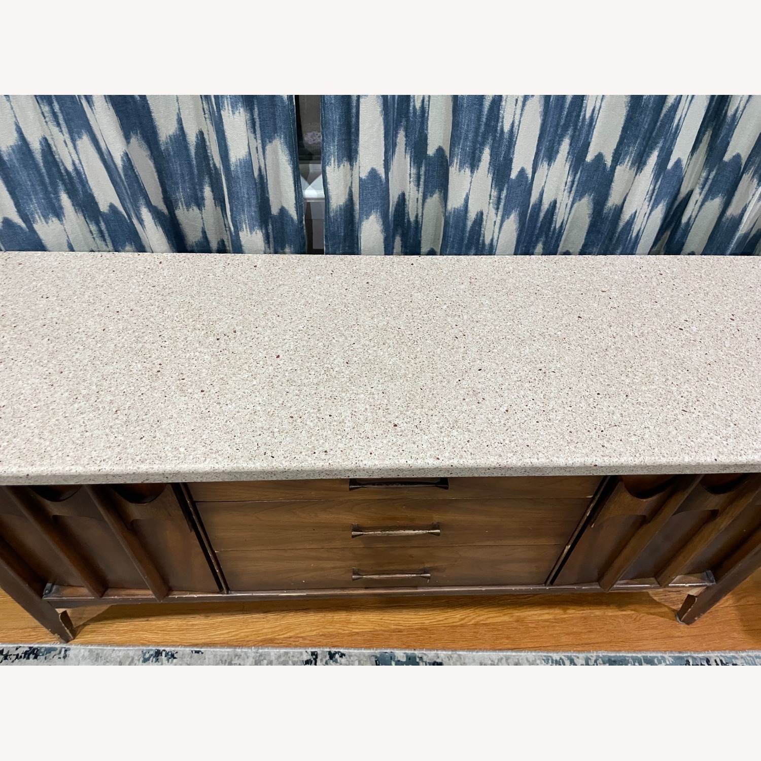 Mid Century Modern Wood Console with Granite Top - image-2