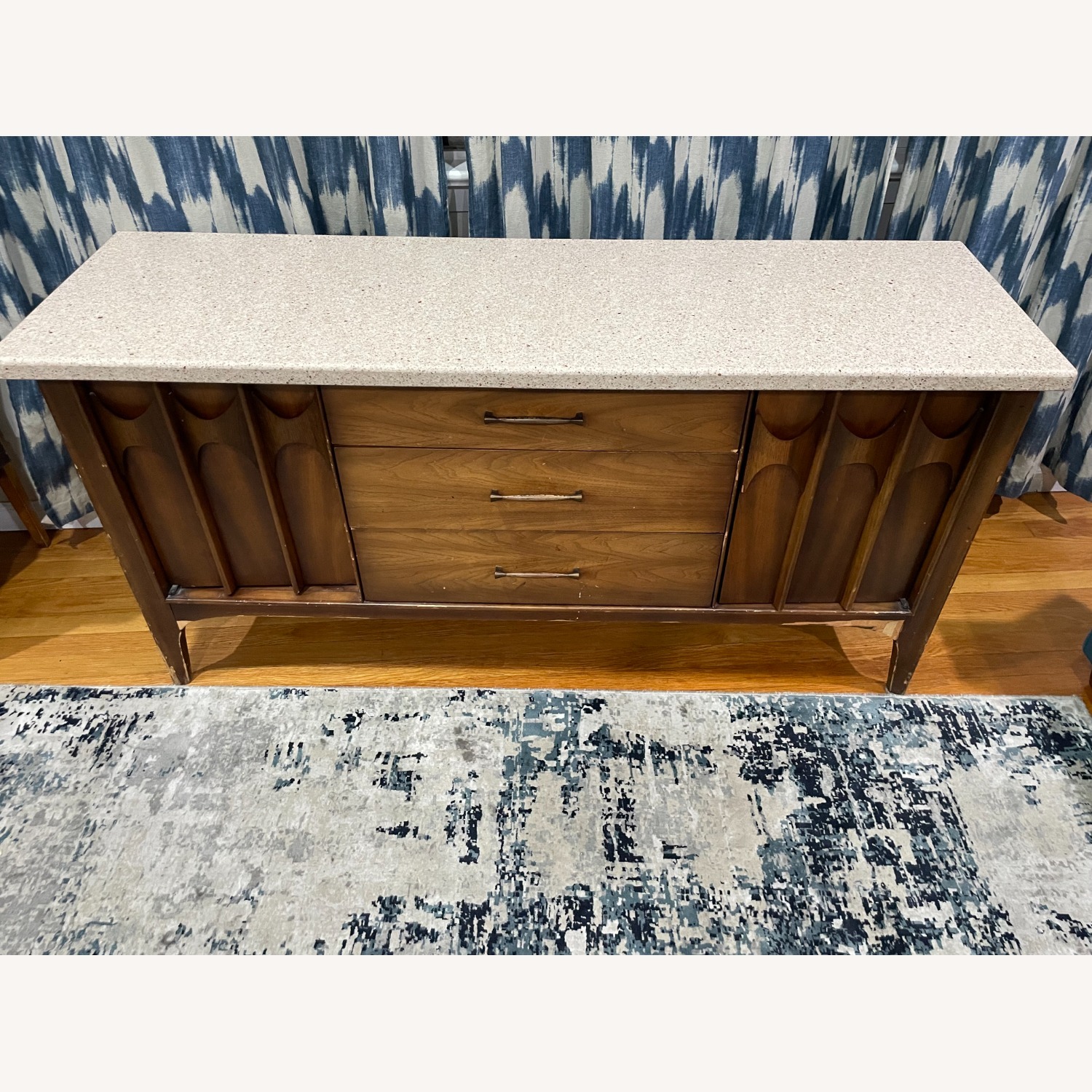 Mid Century Modern Wood Console with Granite Top - image-3