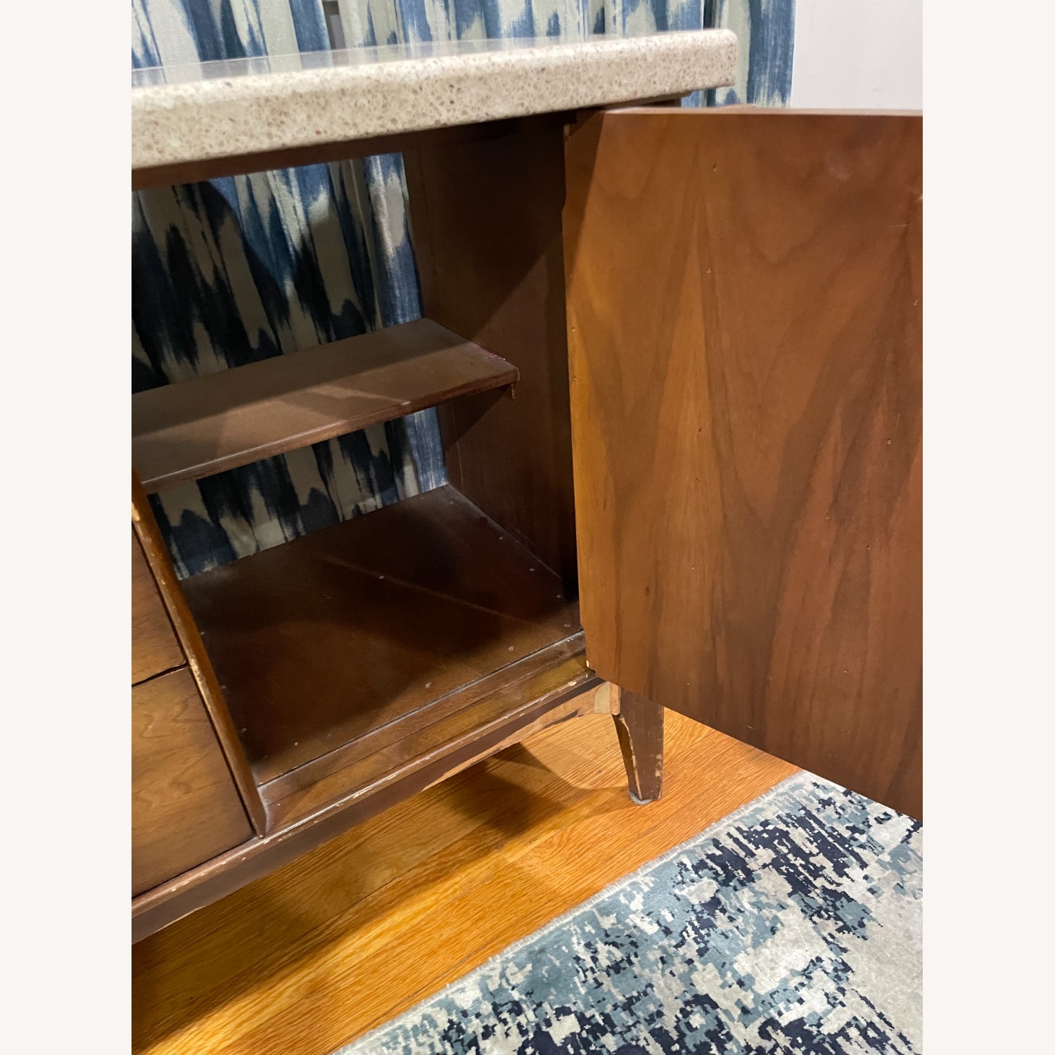 Mid Century Modern Wood Console with Granite Top - image-6