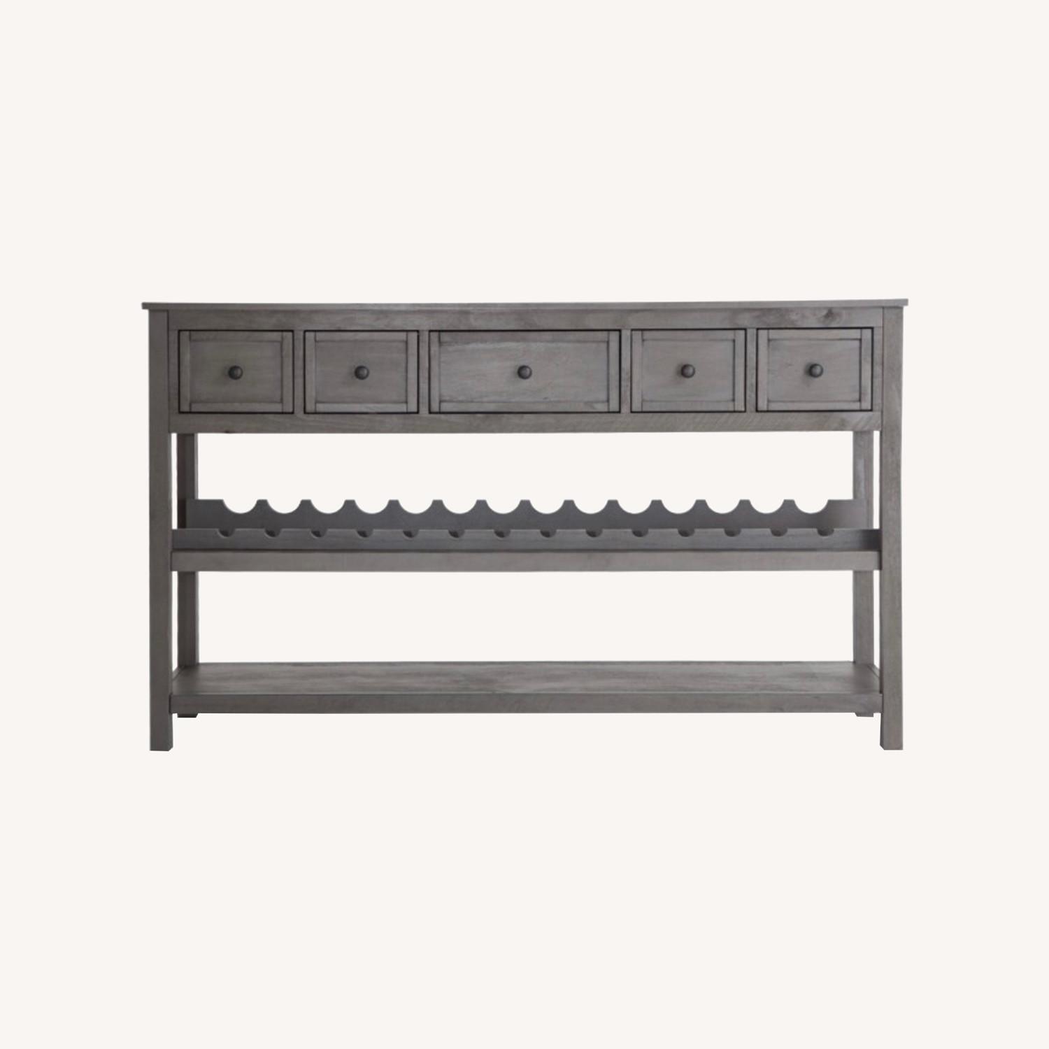 Gray Wine Console, Storage for 14 Bottles - image-0