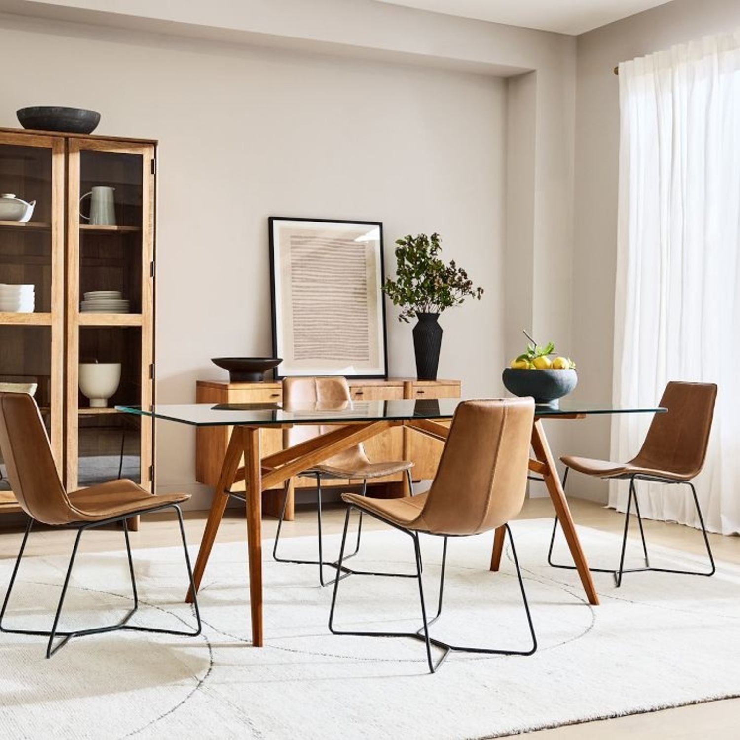 Jensen Dining Table/4 Slope Leather Dining Chairs  - image-5