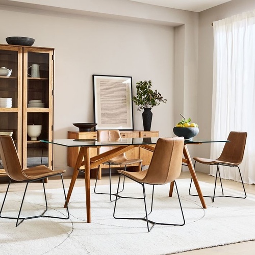 Used Jensen Dining Table/4 Slope Leather Dining Chairs  for sale on AptDeco