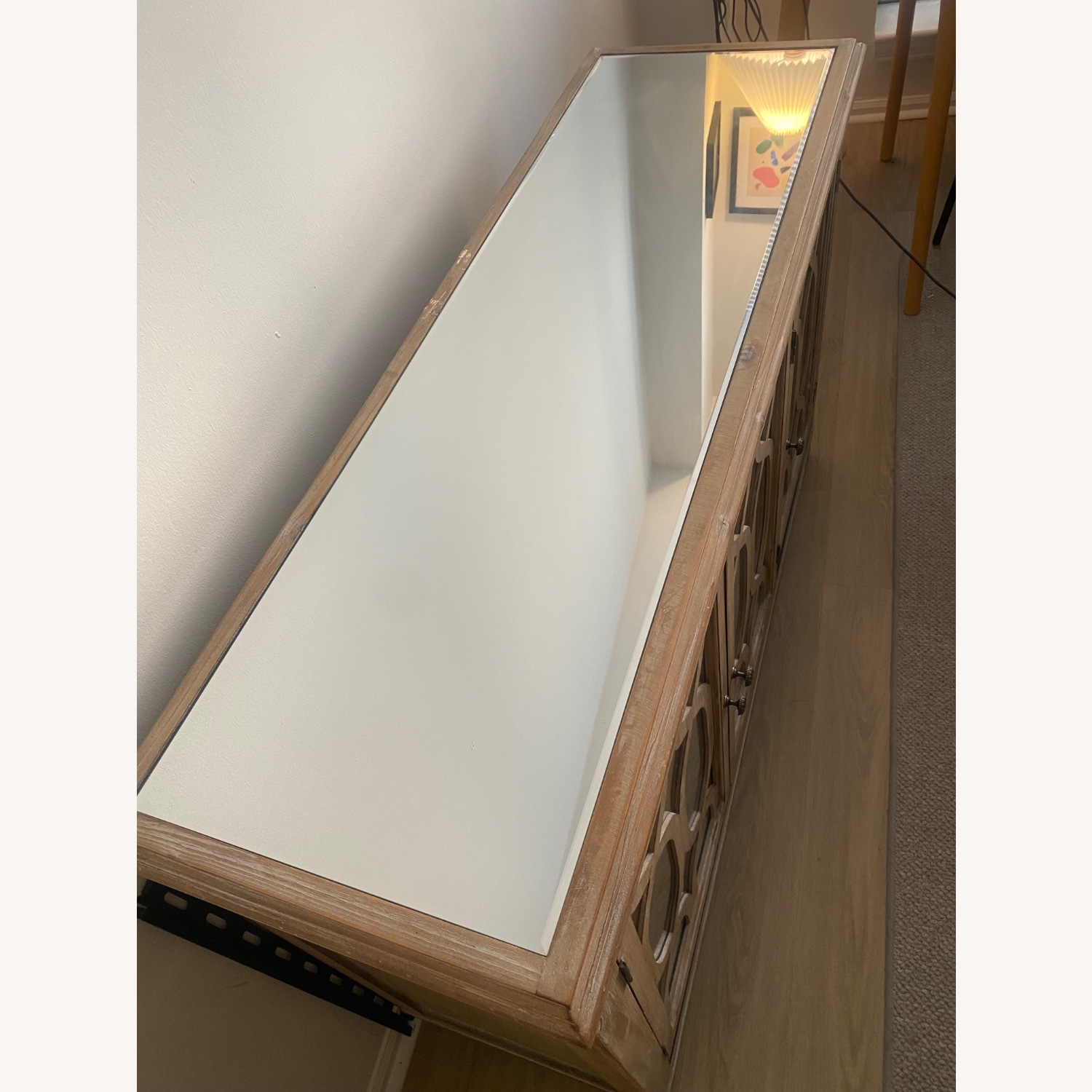 Wood Mirrored Credenza Cabinet - image-13