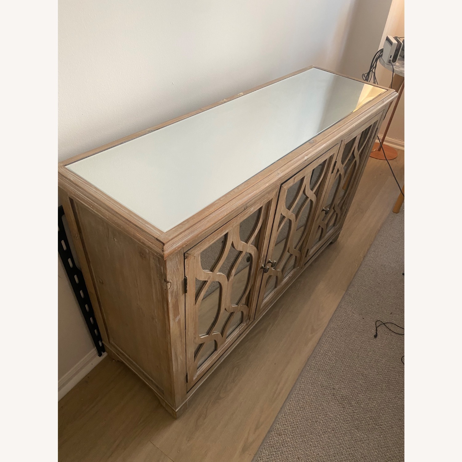 Wood Mirrored Credenza Cabinet - image-14