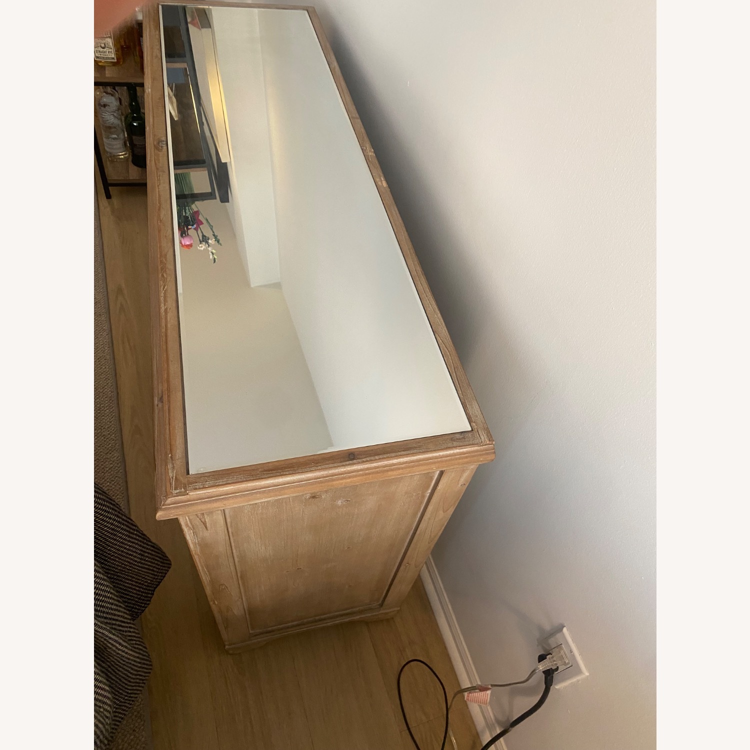 Wood Mirrored Credenza Cabinet - image-3