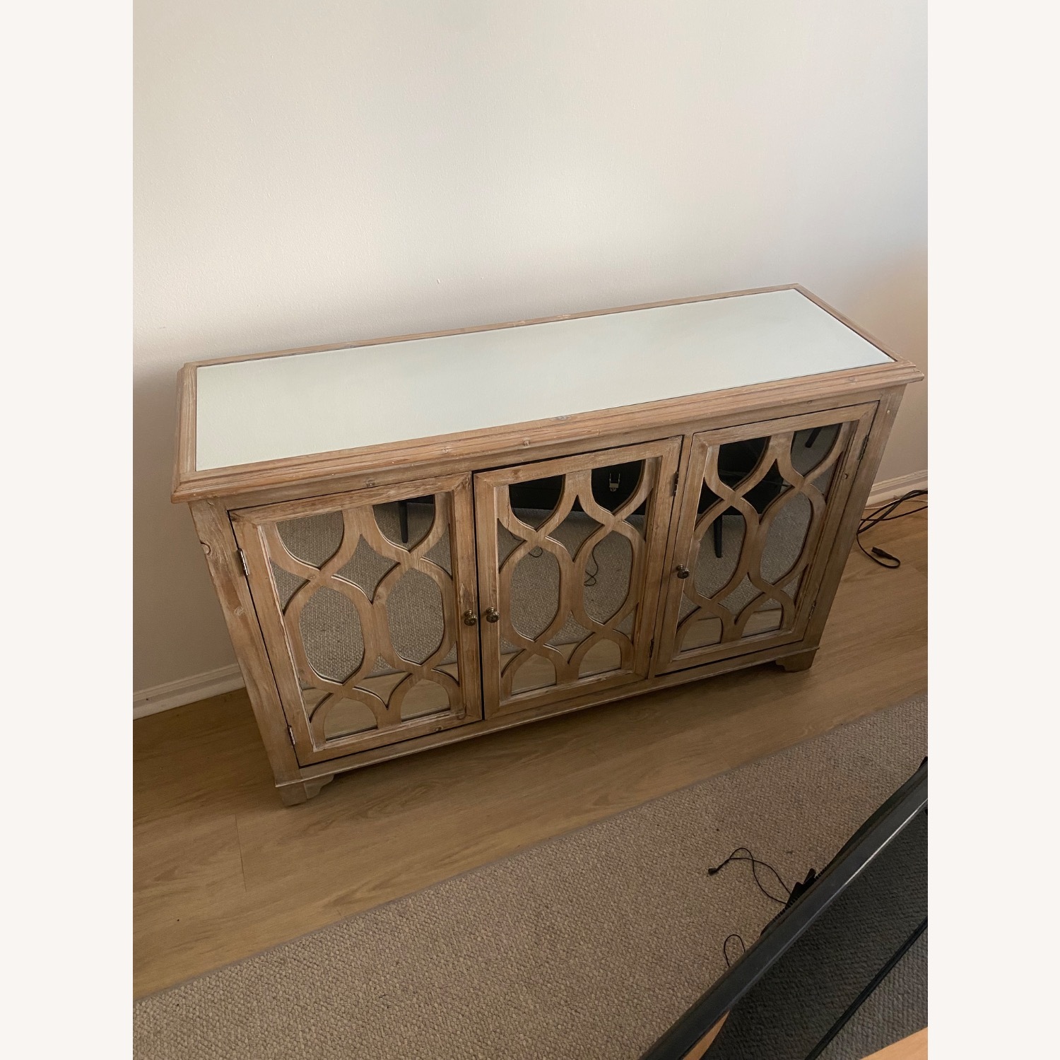 Wood Mirrored Credenza Cabinet - image-1